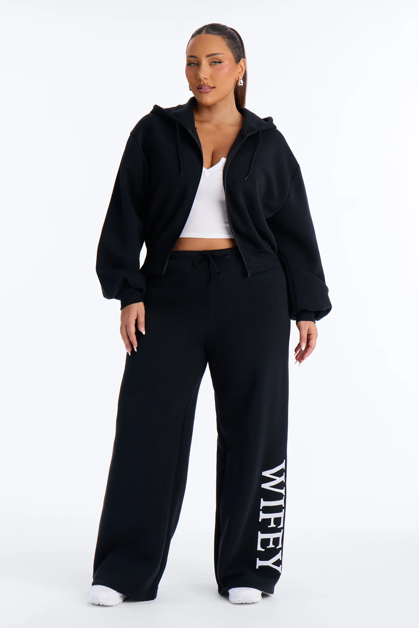 Wifey Era Fleece Pant Set - Black/White - Image 8
