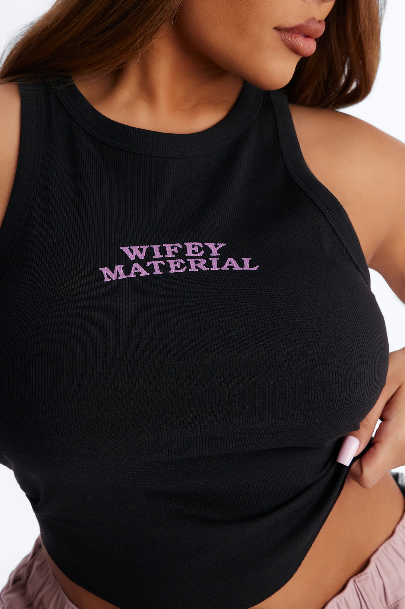 Wifey Material Tank Top - Black - Image 7