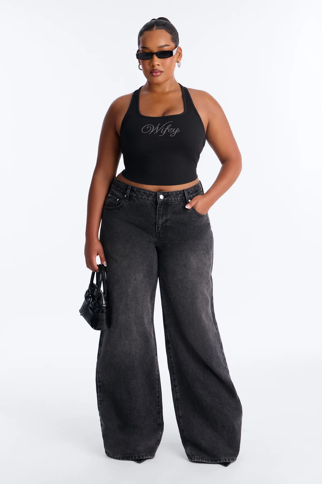 WifeyTo Be Rhinestone Tank Top - Black - Image 6
