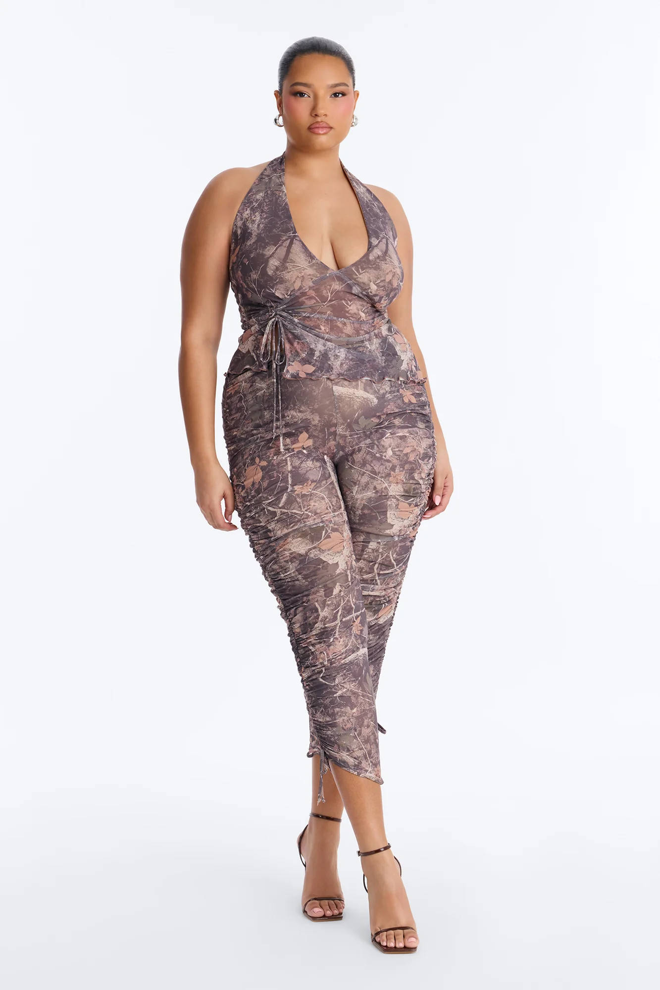 Wild One Halter Capri Set - Brown/combo - Image 4