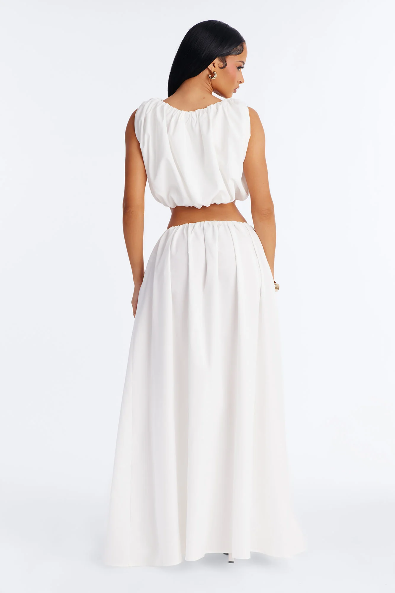 Willow Poplin Bubble Hem Top - White - Image 3