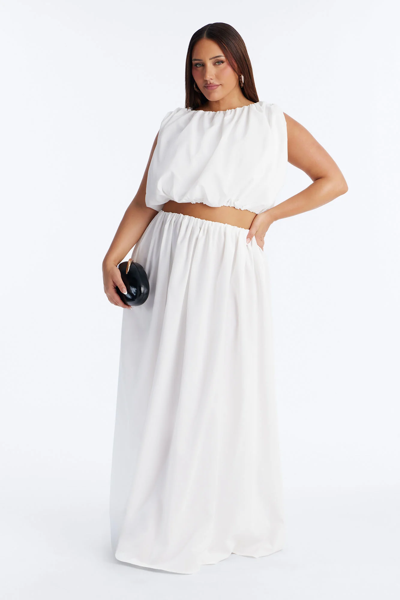 Willow Poplin Bubble Hem Top - White - Image 5