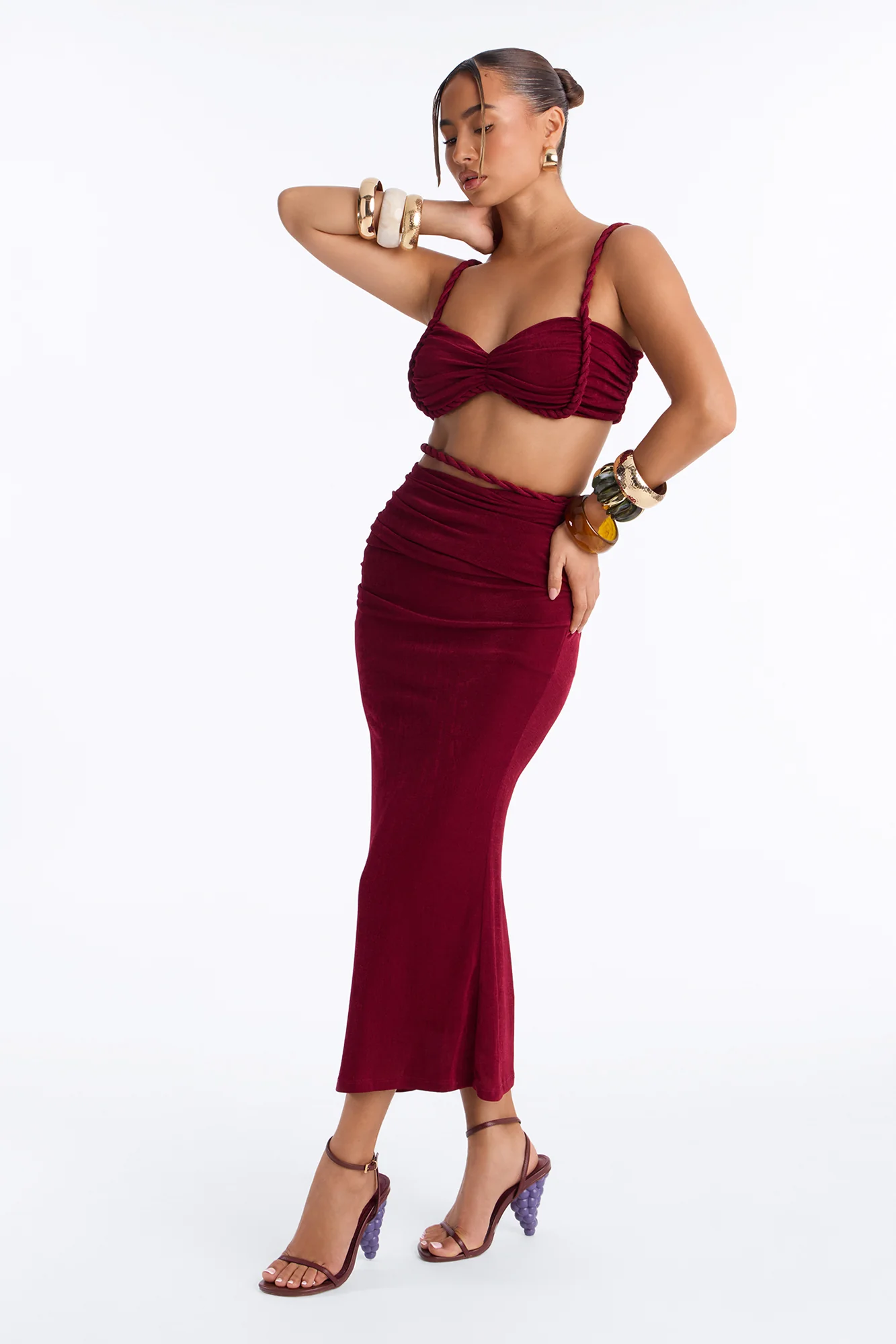 Winery Novelty Heels - Burgundy - Image 4