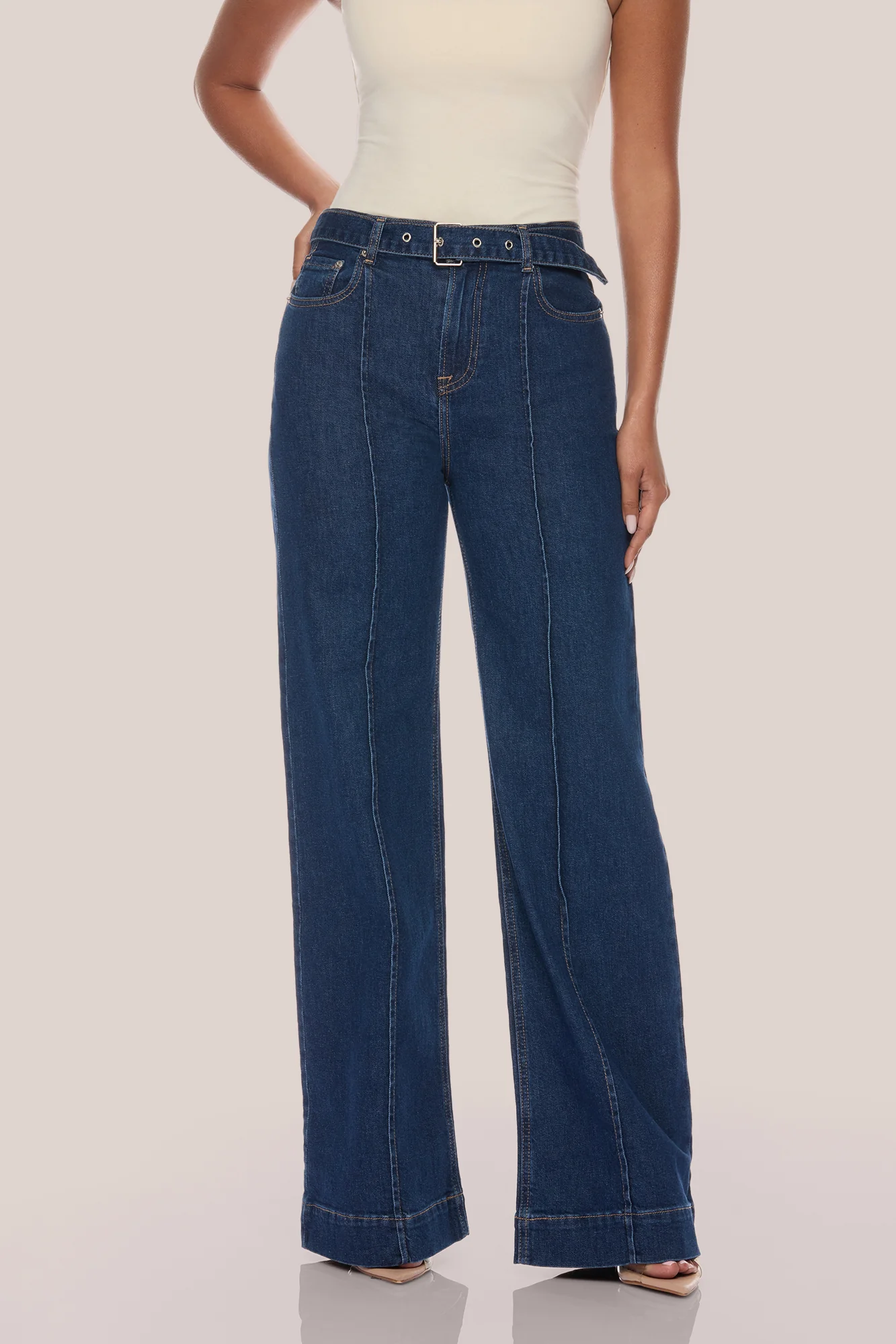 Winnie Belted Denim Jeans - Dark Wash - Image 2