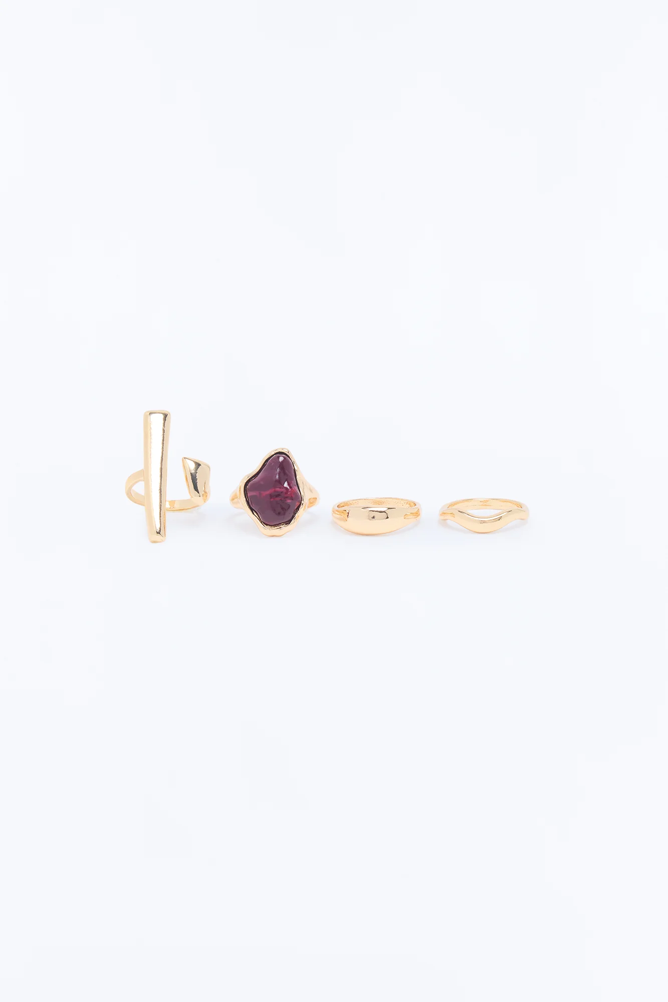 Wish On Me 4 Piece Ring Set - Gold/Brown