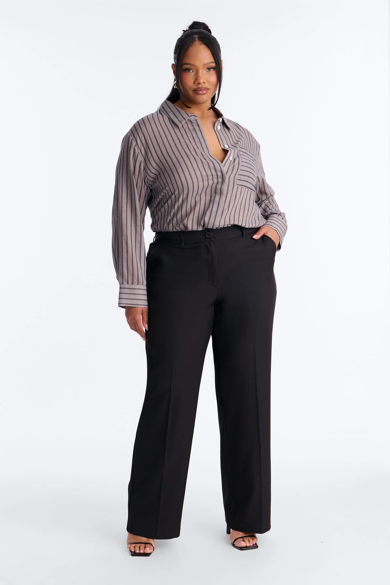 Wishing For It Striped Linen Shirt - Grey - Image 6