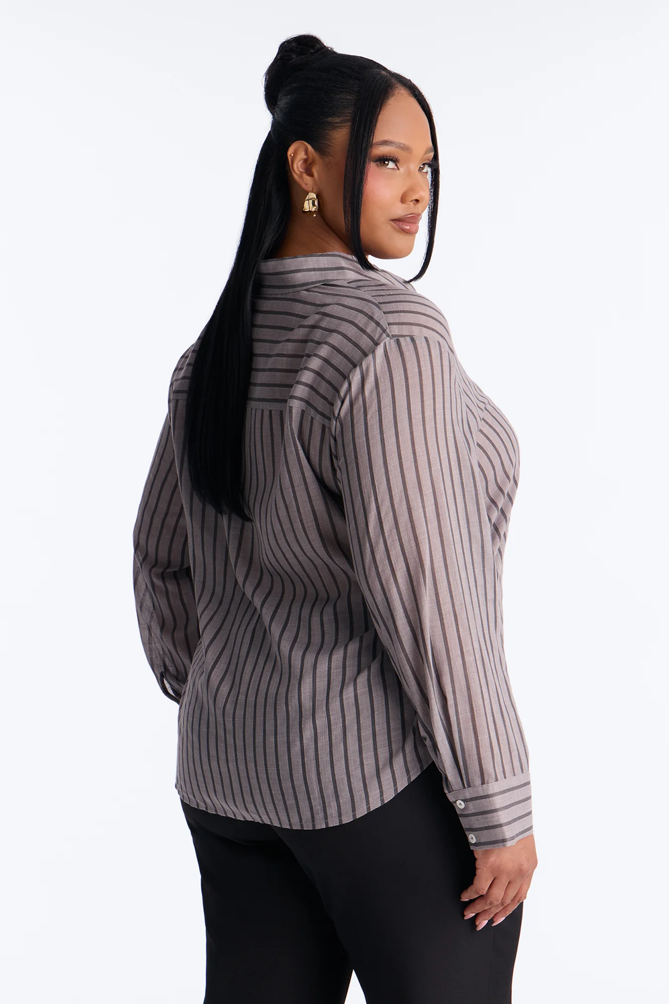 Wishing For It Striped Linen Shirt - Grey - Image 8
