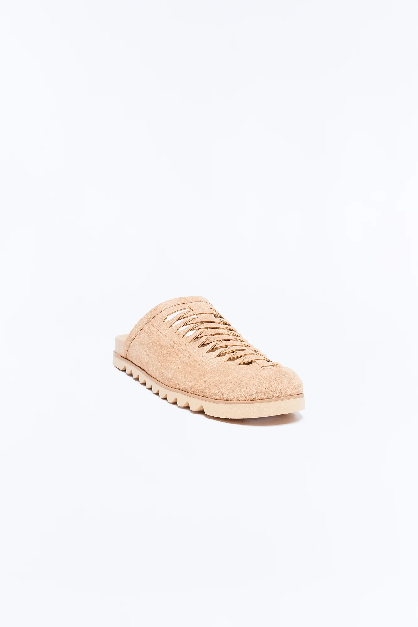 Woven Slip On Faux Suede Mule - Nude - Image 4