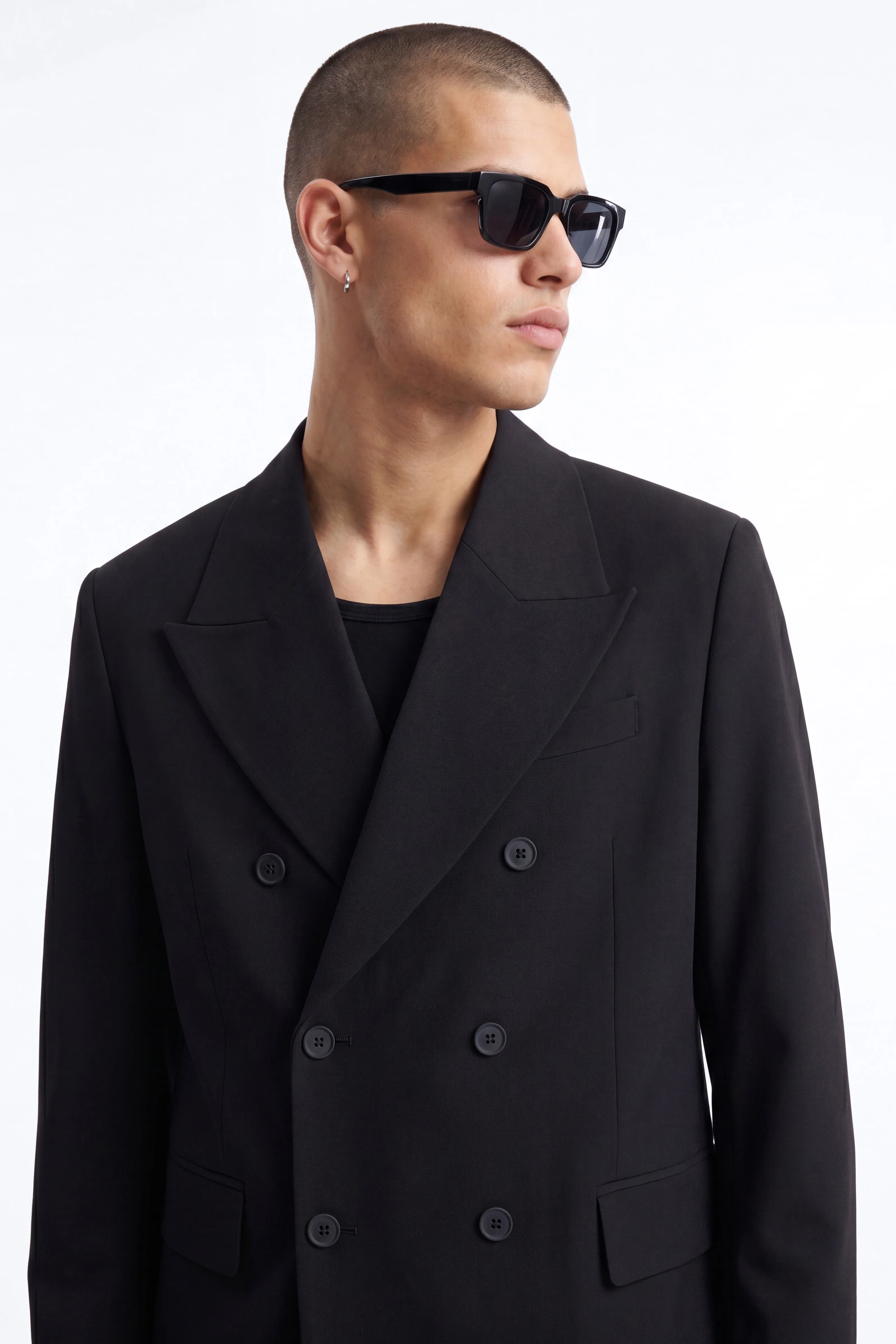Wrinkle Resistant Double Breasted Blazer - Black - Image 4