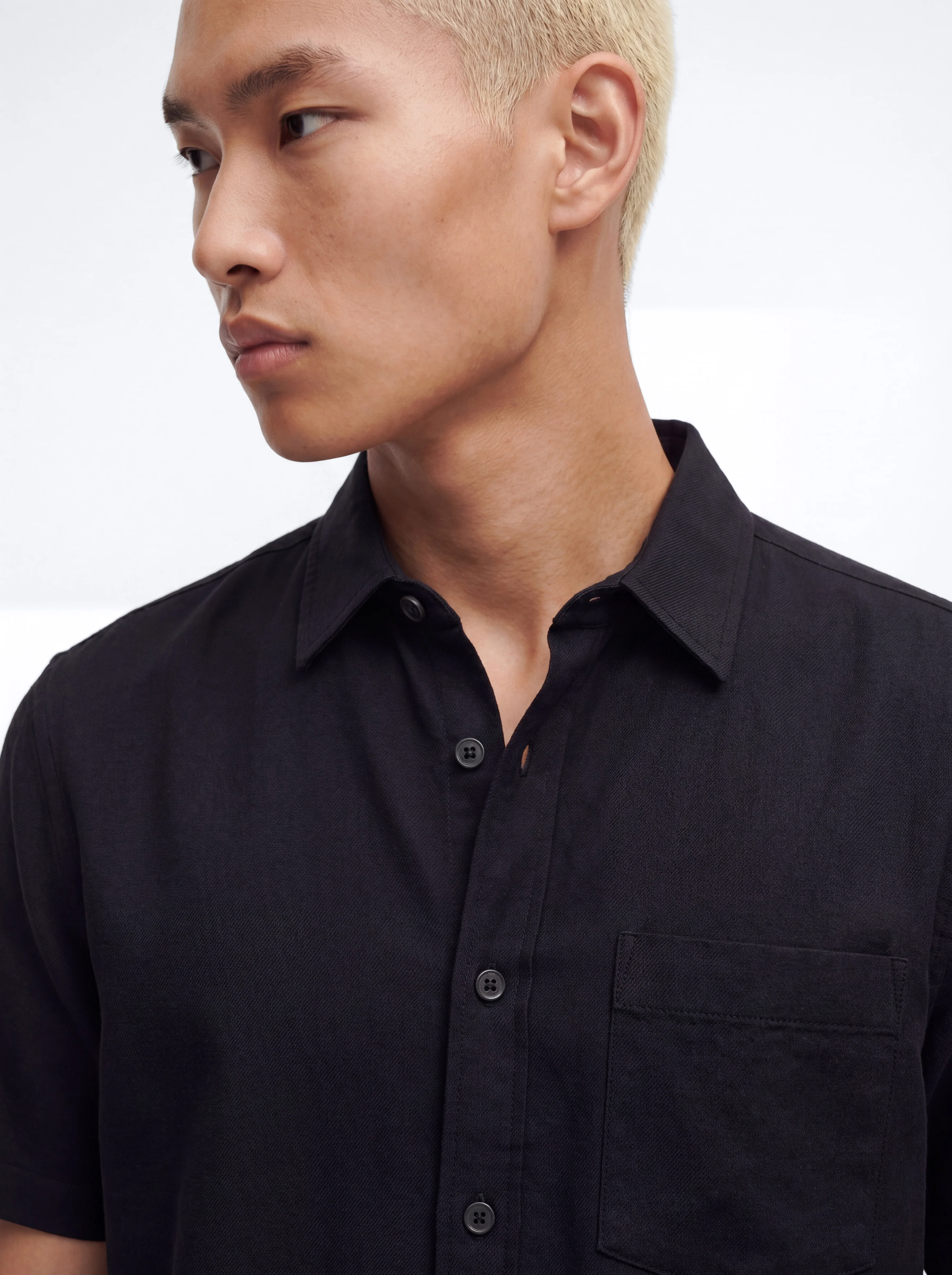 Wrinkle Resistant Full Button Up Shirt - Black - Image 3