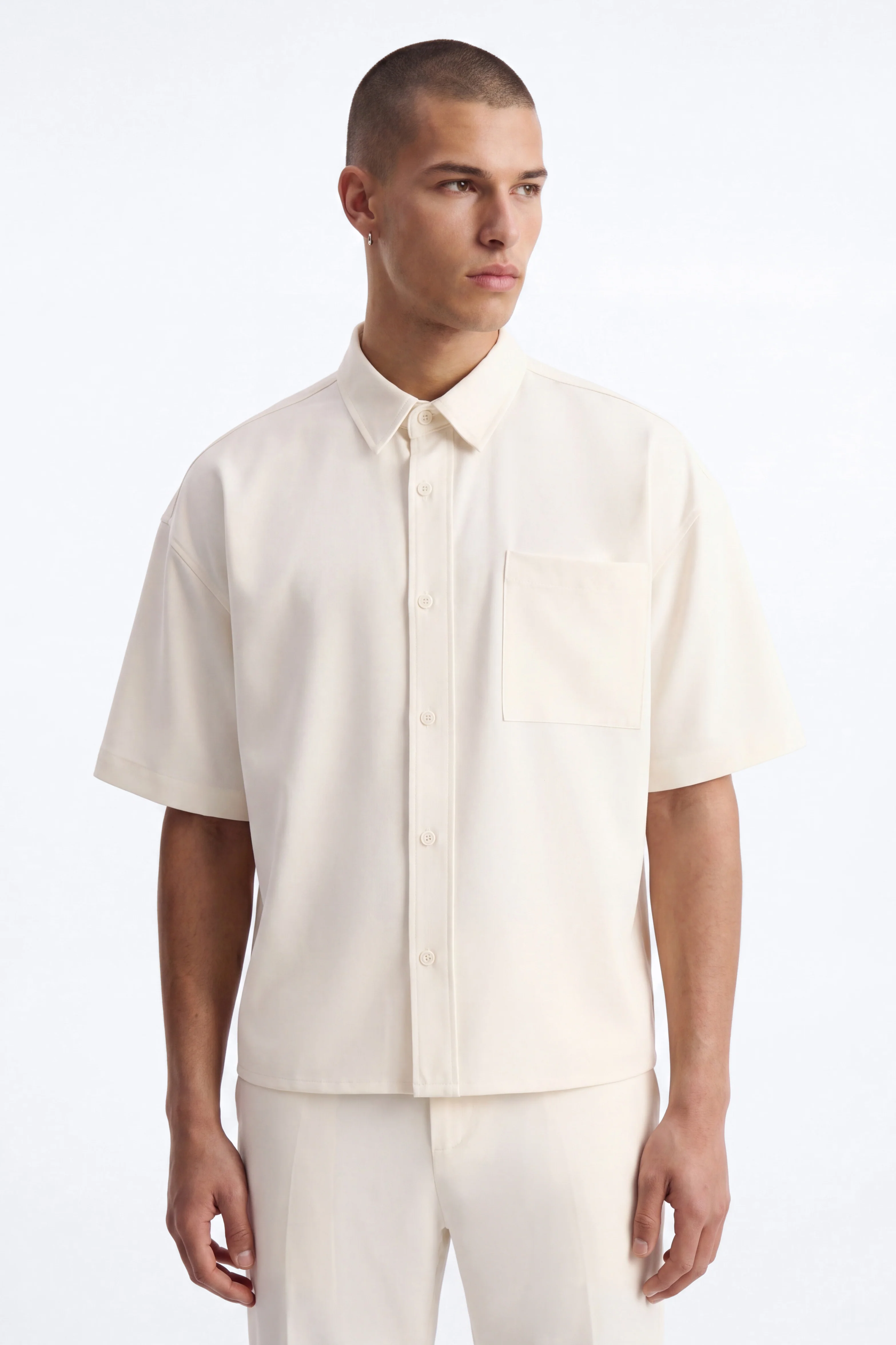 Wrinkle Resistant Full Button Up Shirt - White