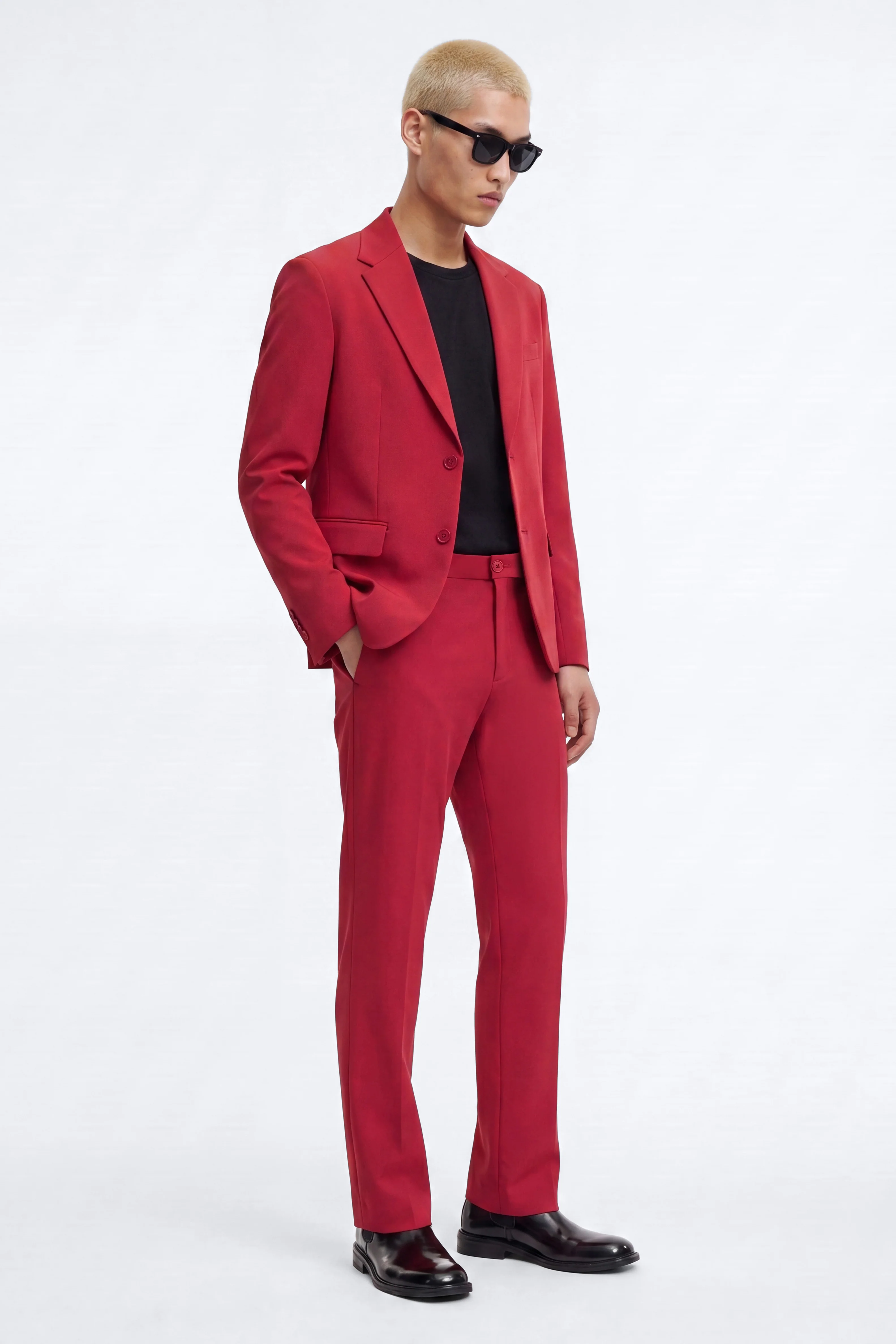 Wrinkle Resistant Relaxed Blazer - Red - Image 2