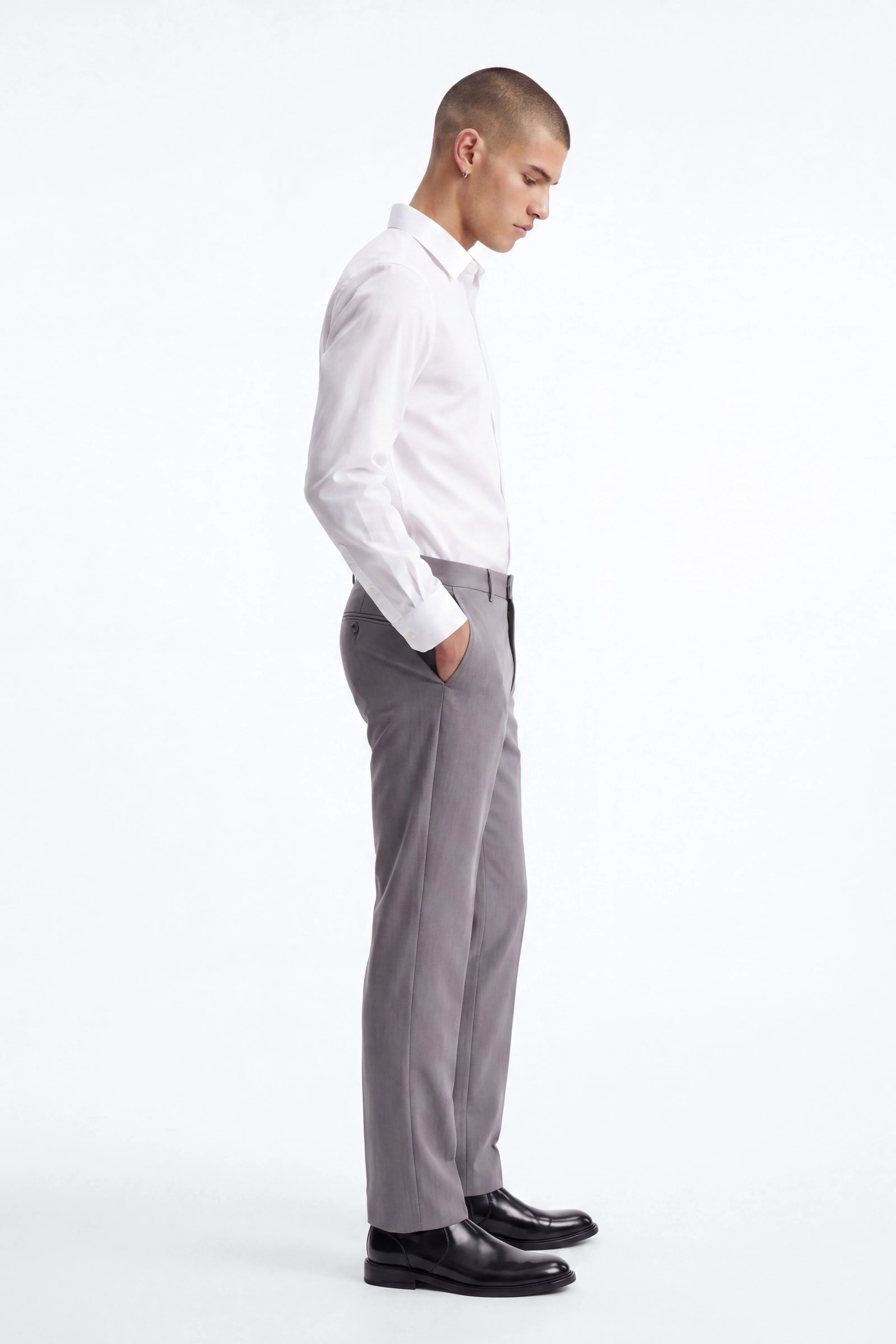 Wrinkle Resistant Slim Trouser - Grey