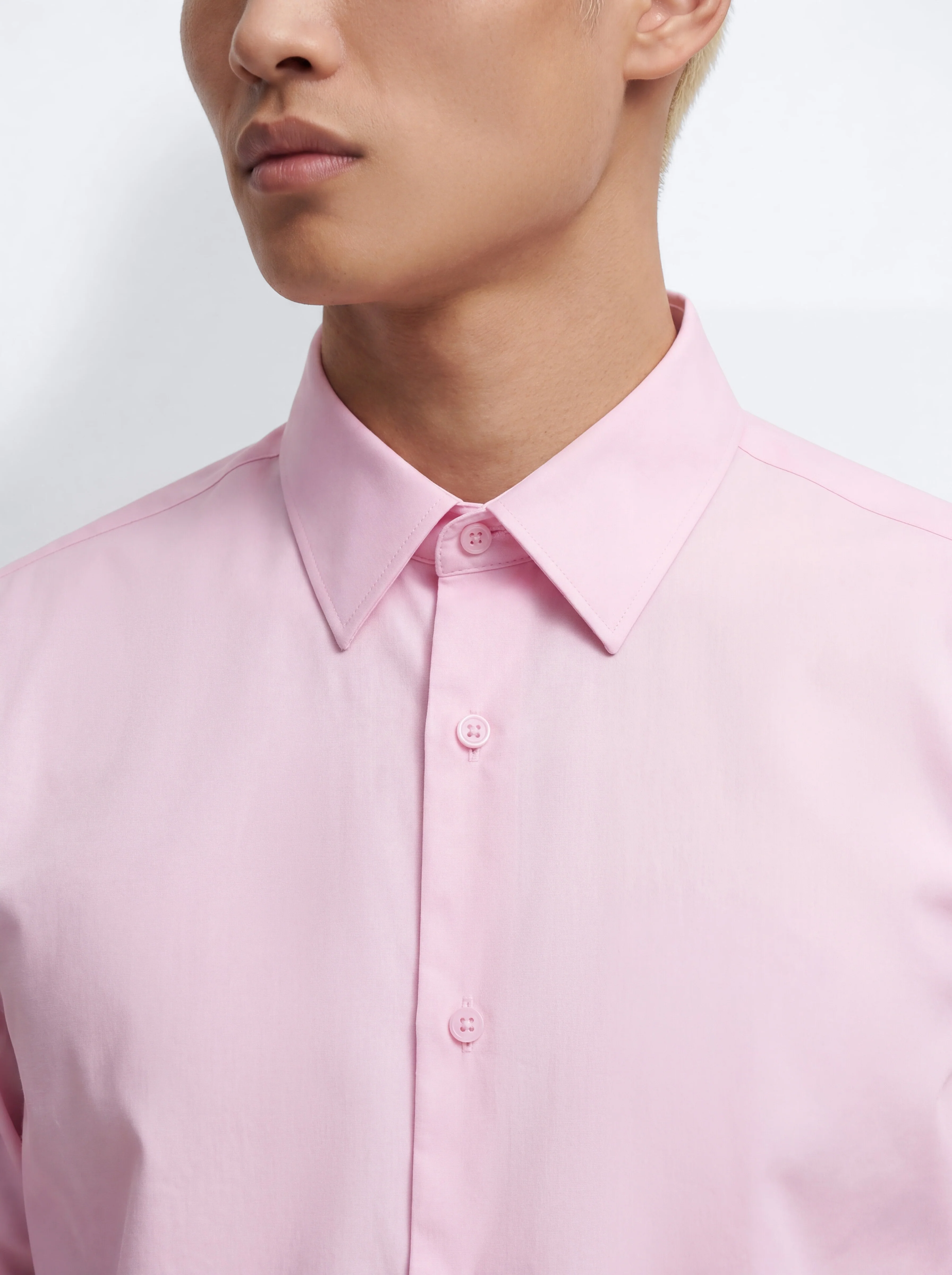 Wrinkle Resistant Stretch Satin Finish Dress Shirt - Pink - Image 3