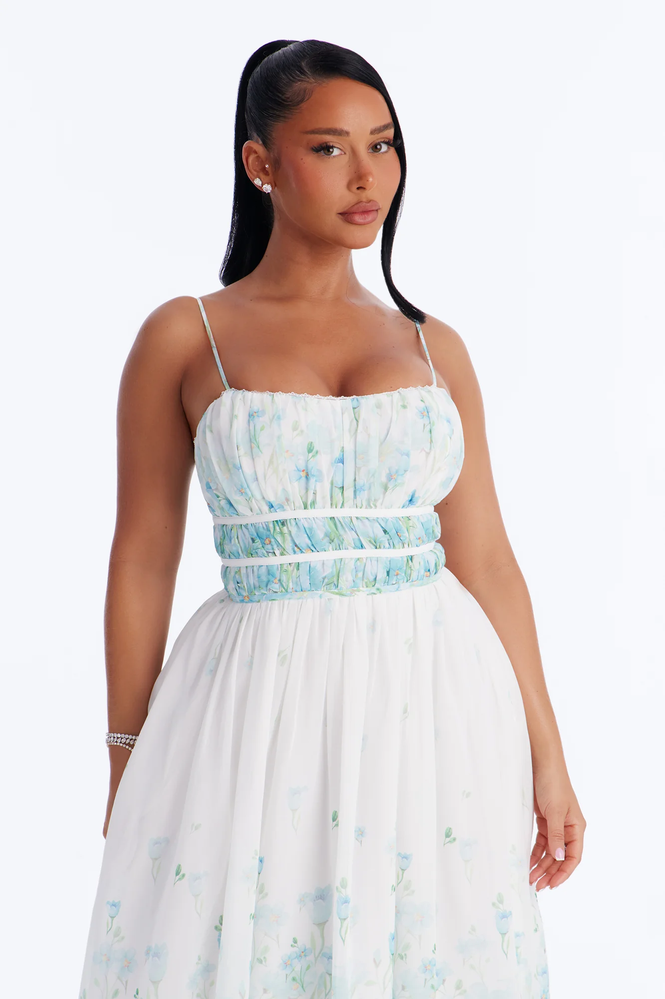 Xandra Floral Chiffon Midi Dress - Blue/combo - Image 2