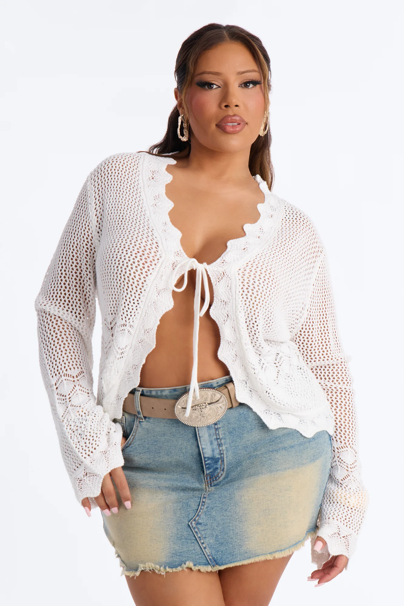 Xanthia Crochet Flyaway Top - White - Image 5
