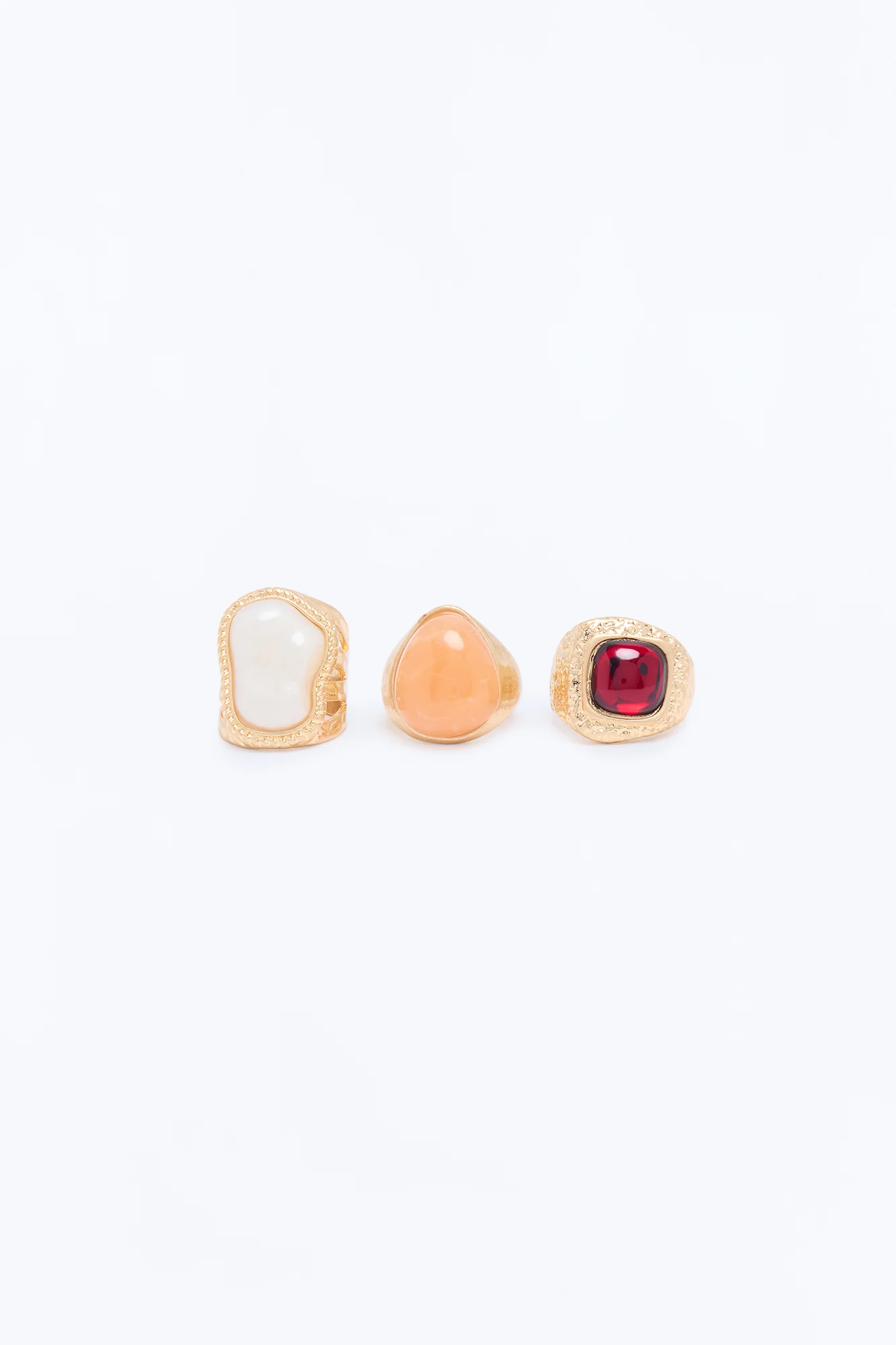You On My Mind 3 Piece Ring Set - Gold/combo