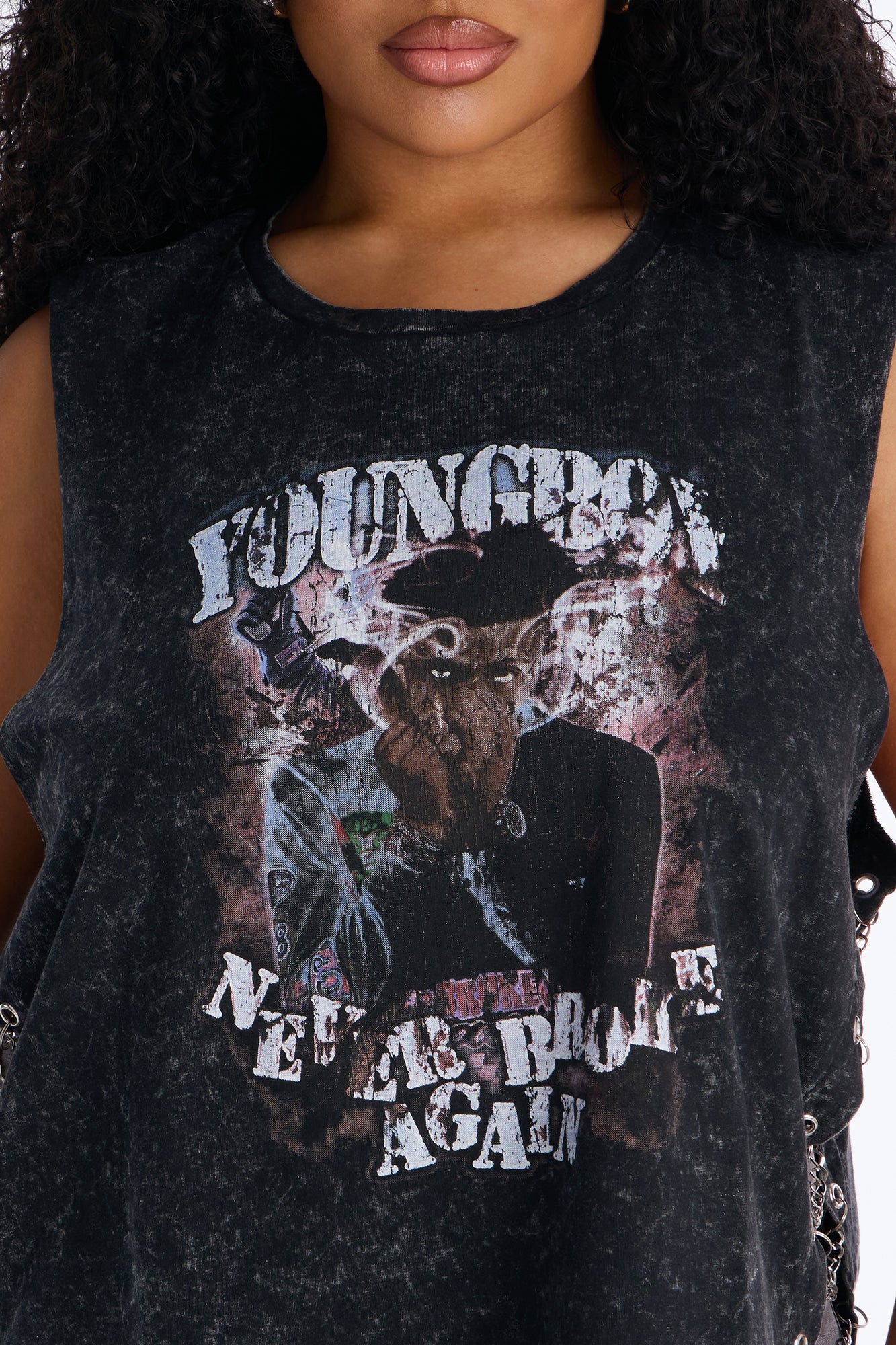Youngboy Washed Side Chain Muscle Tank - Black Wash - Image 8