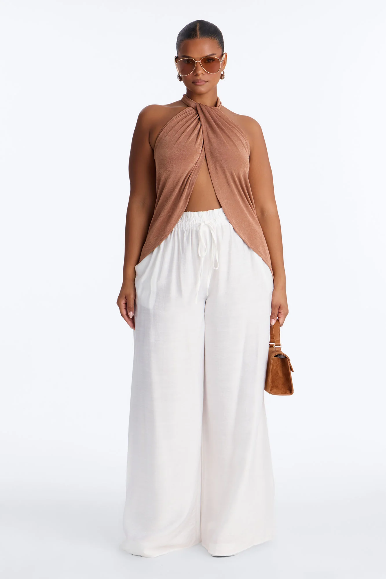 Your Desire Ruched Halter Flyaway Top - Mocha - Image 5