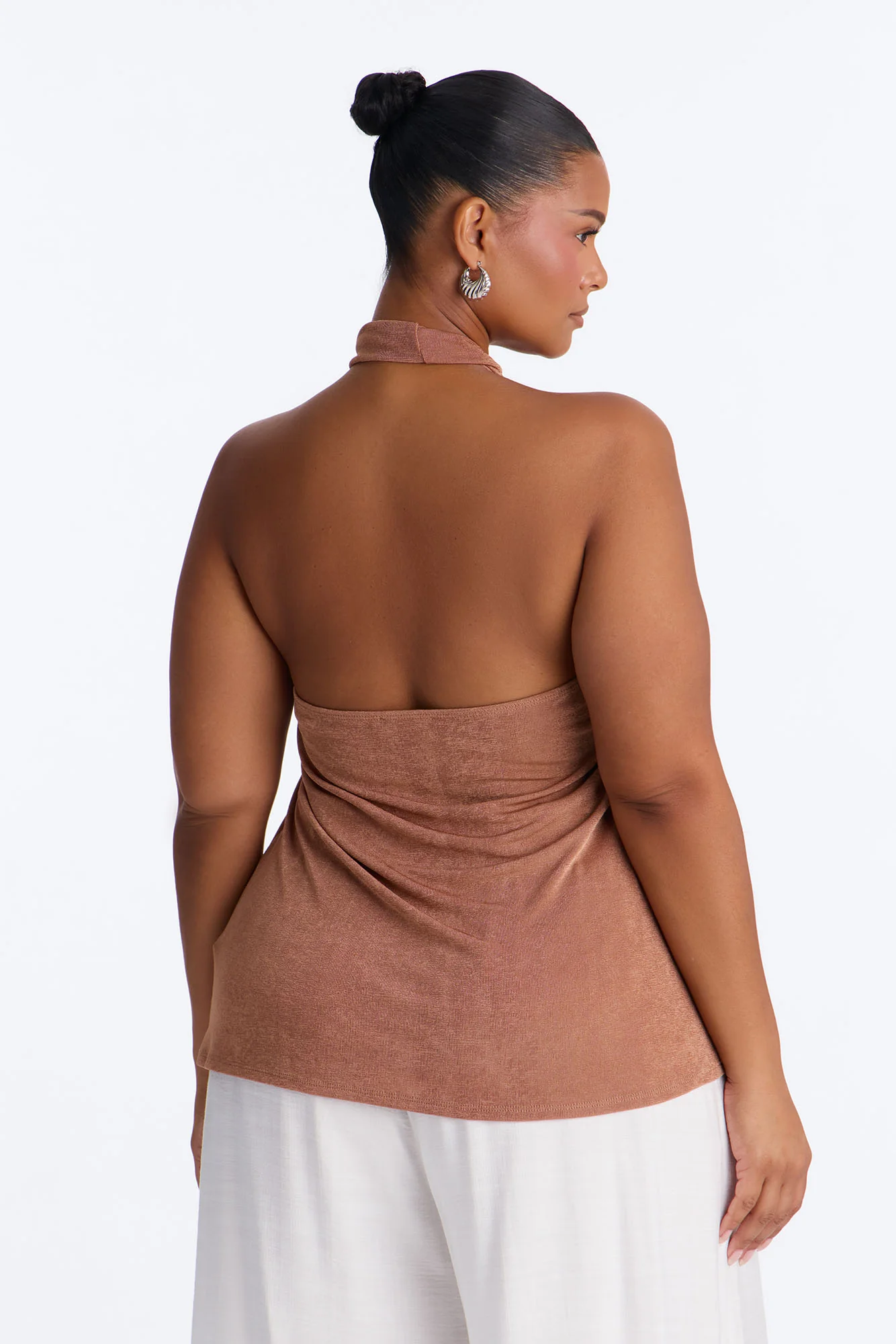 Your Desire Ruched Halter Flyaway Top - Mocha - Image 8