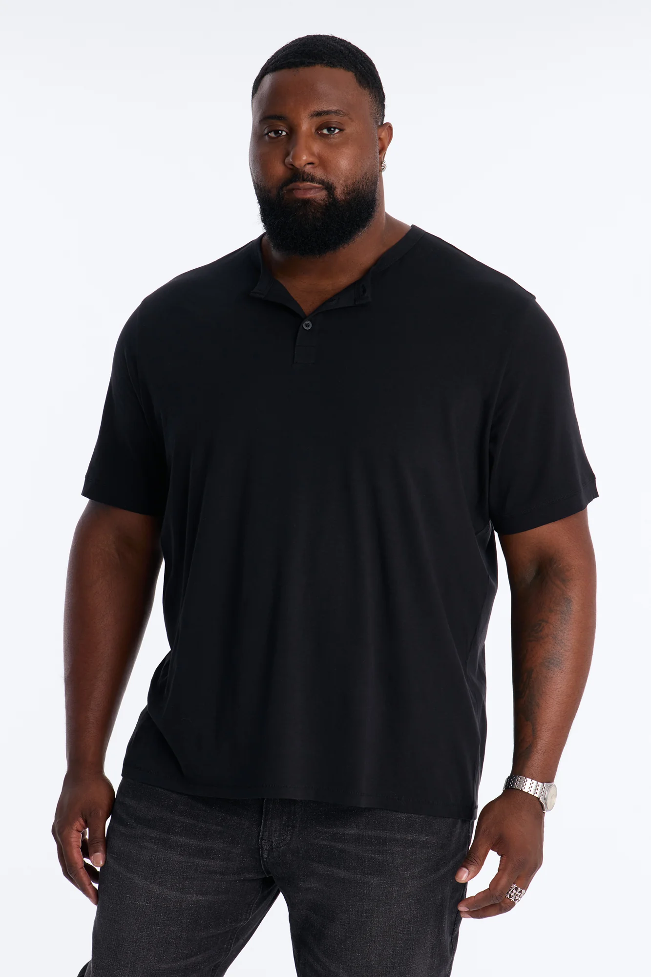 Your Everyday Classic Henley - Black - Image 6