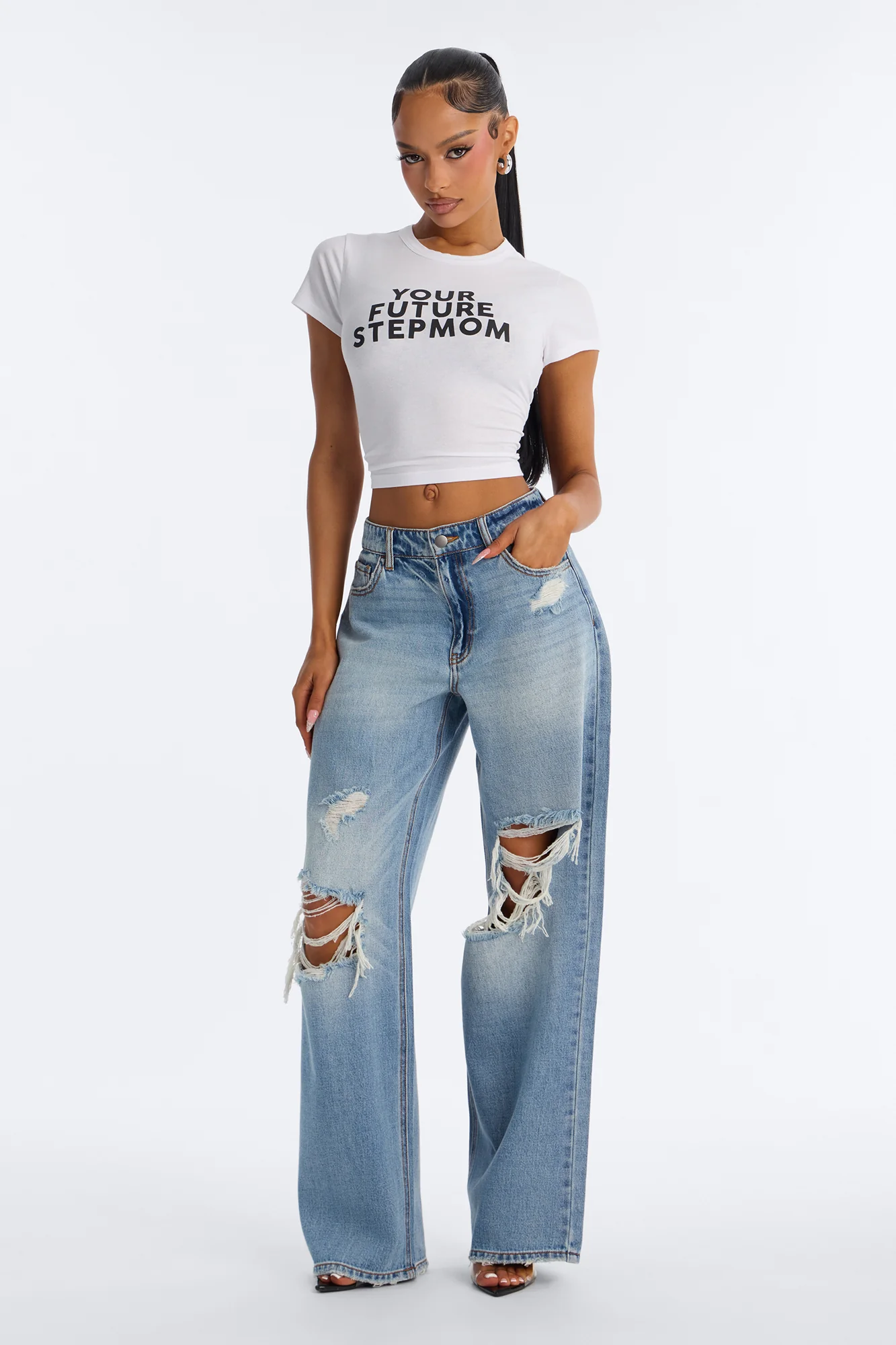 Your Future Step Mom Baby Tee - White - Image 2