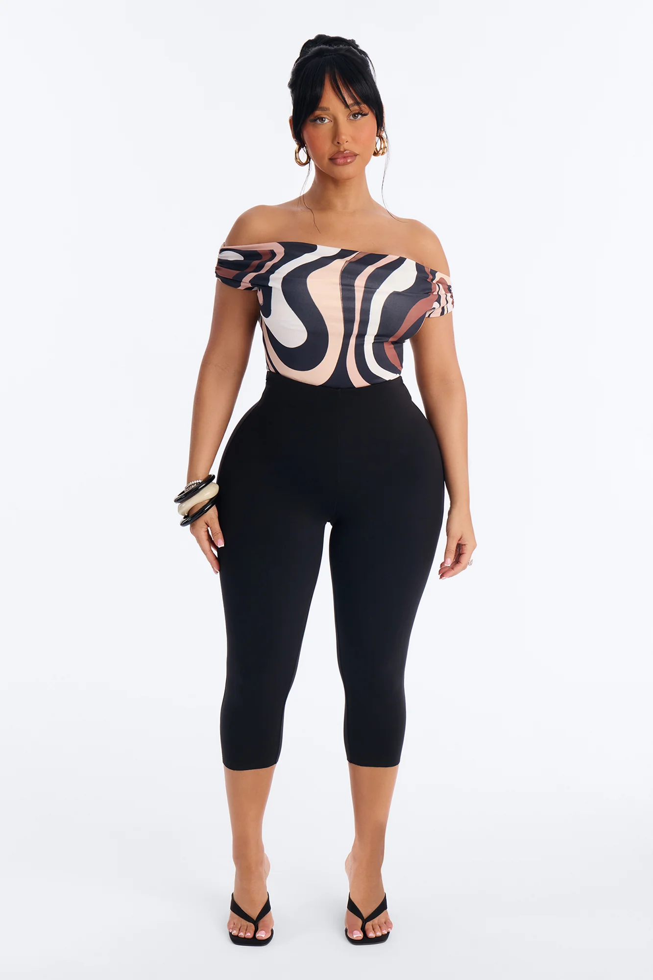 Your Illusion Abstract Off Shoulder Bodysuit - Black/combo - Image 2