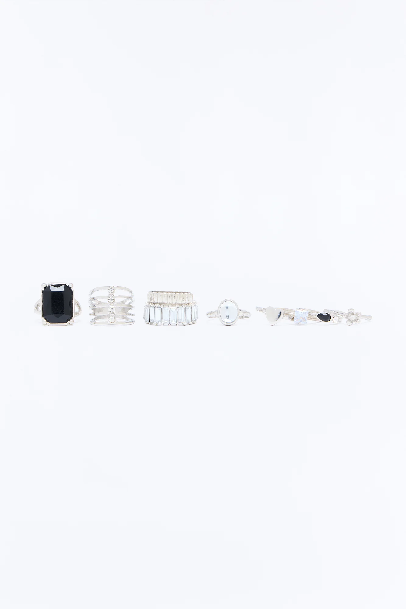 You're On My Mind 9 Piece Ring Set - Silver