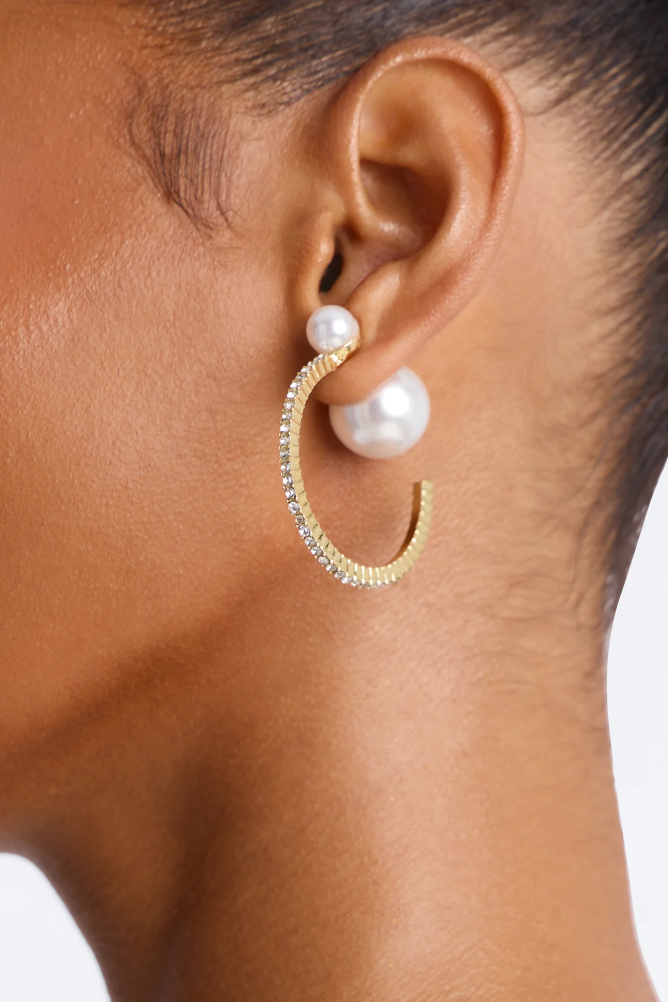 Yvette Rhinestone Hoop Earrings - Gold
