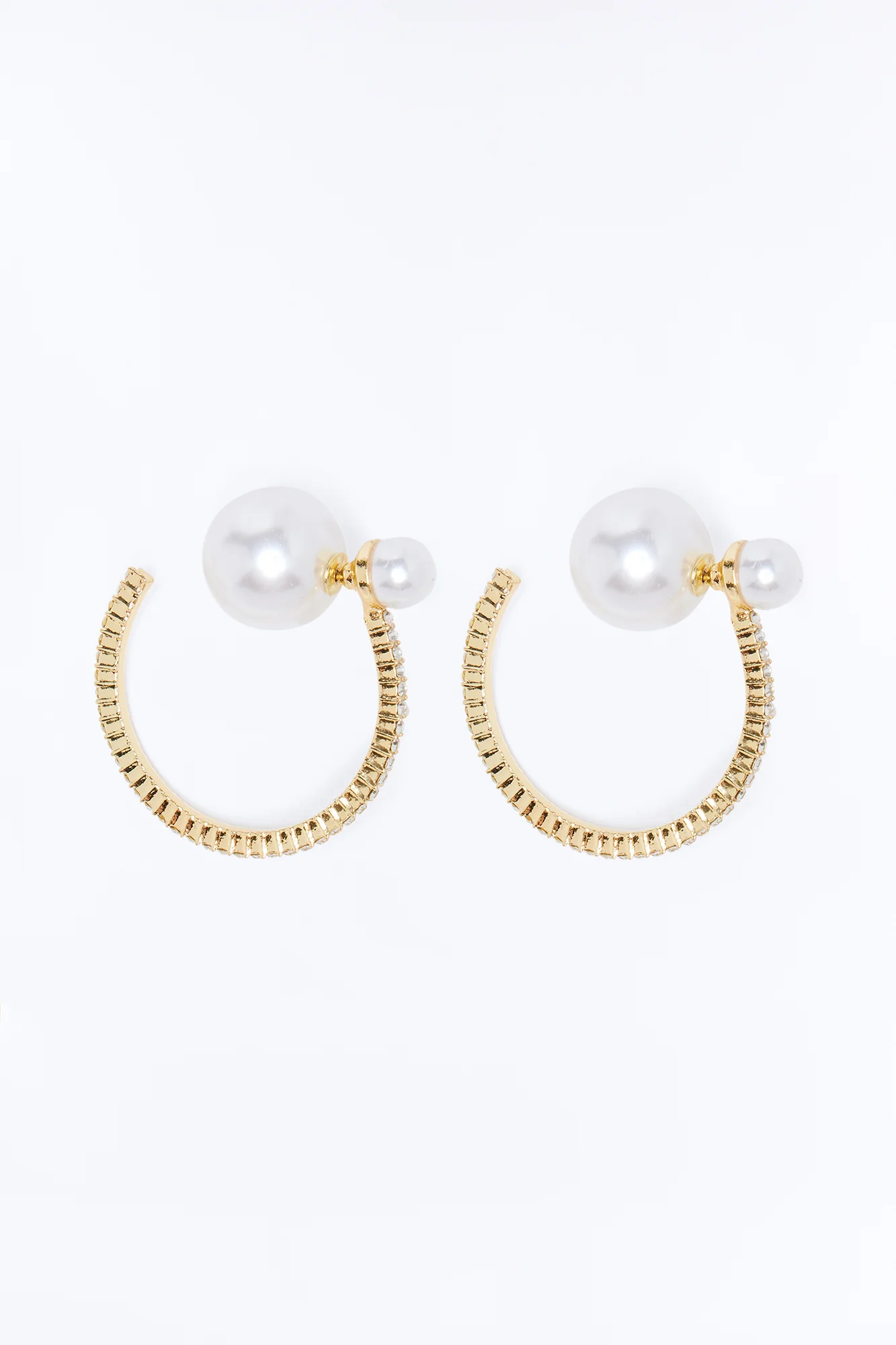 Yvette Rhinestone Hoop Earrings - Gold - Image 3