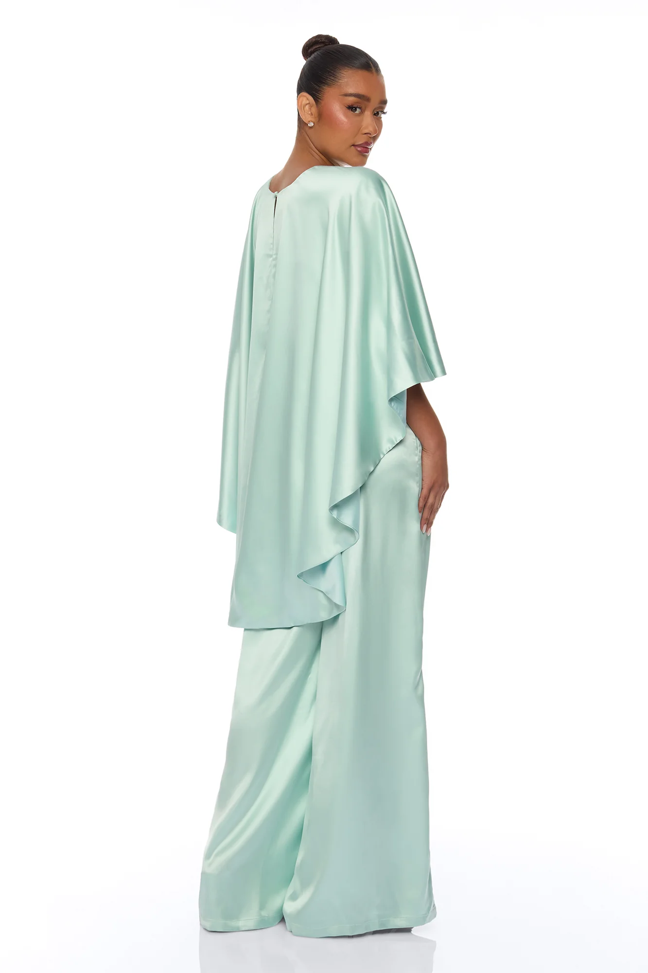 Zarah Draped Satin Pant Set - Mint - Image 4