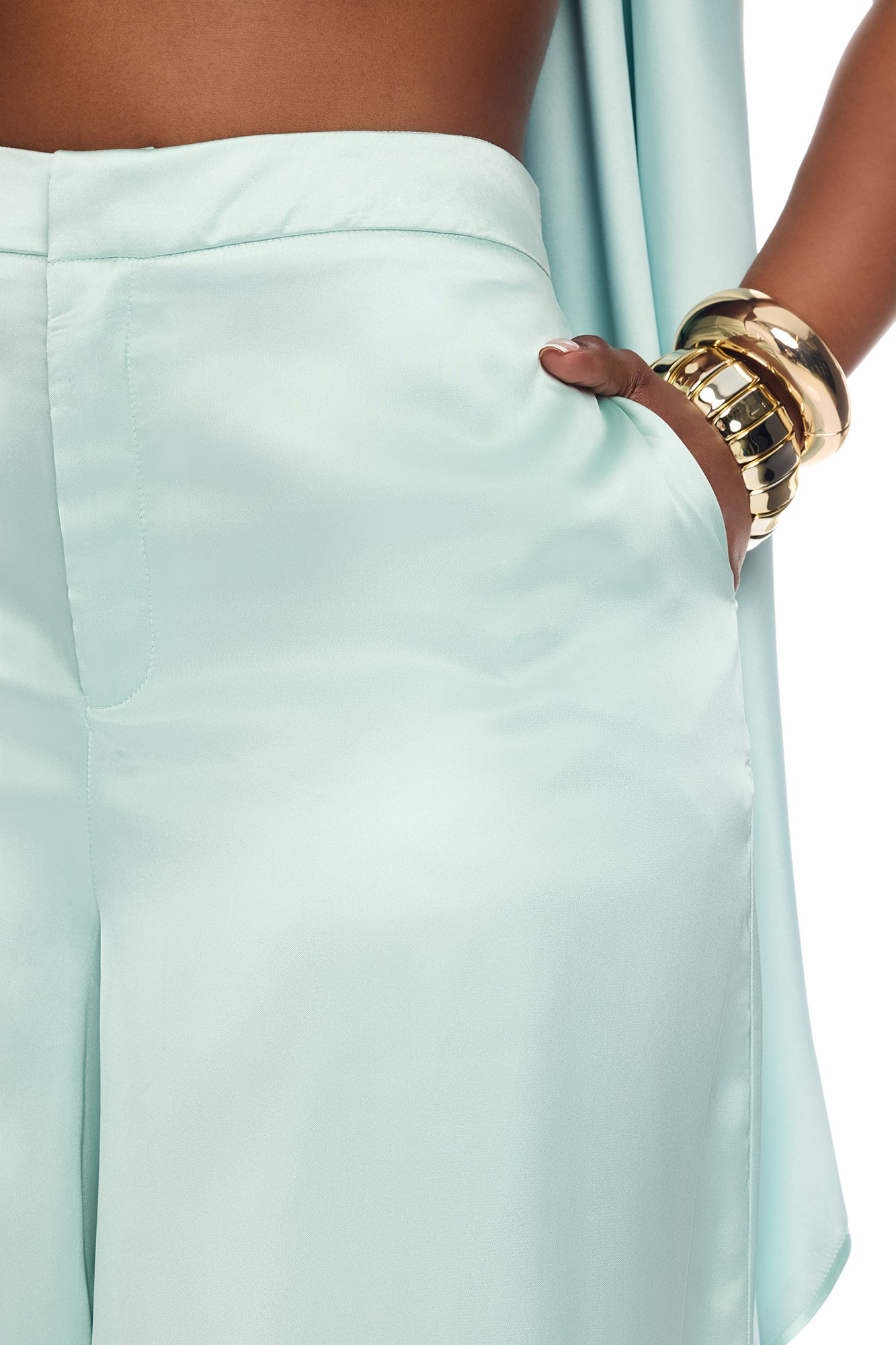 Zarah Draped Satin Pant Set - Mint - Image 7