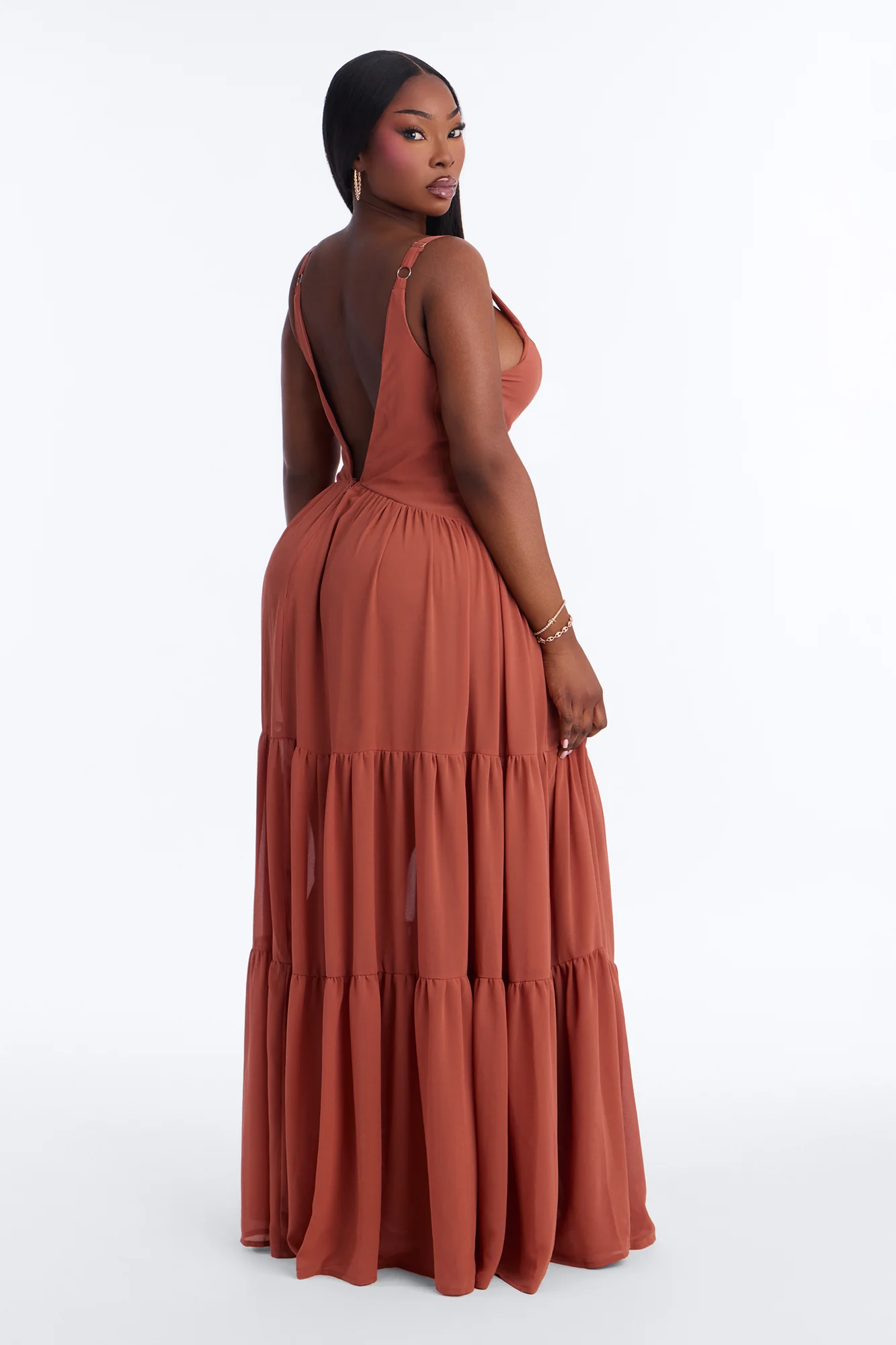 Zaria Chiffon Maxi Dress - Rust - Image 4