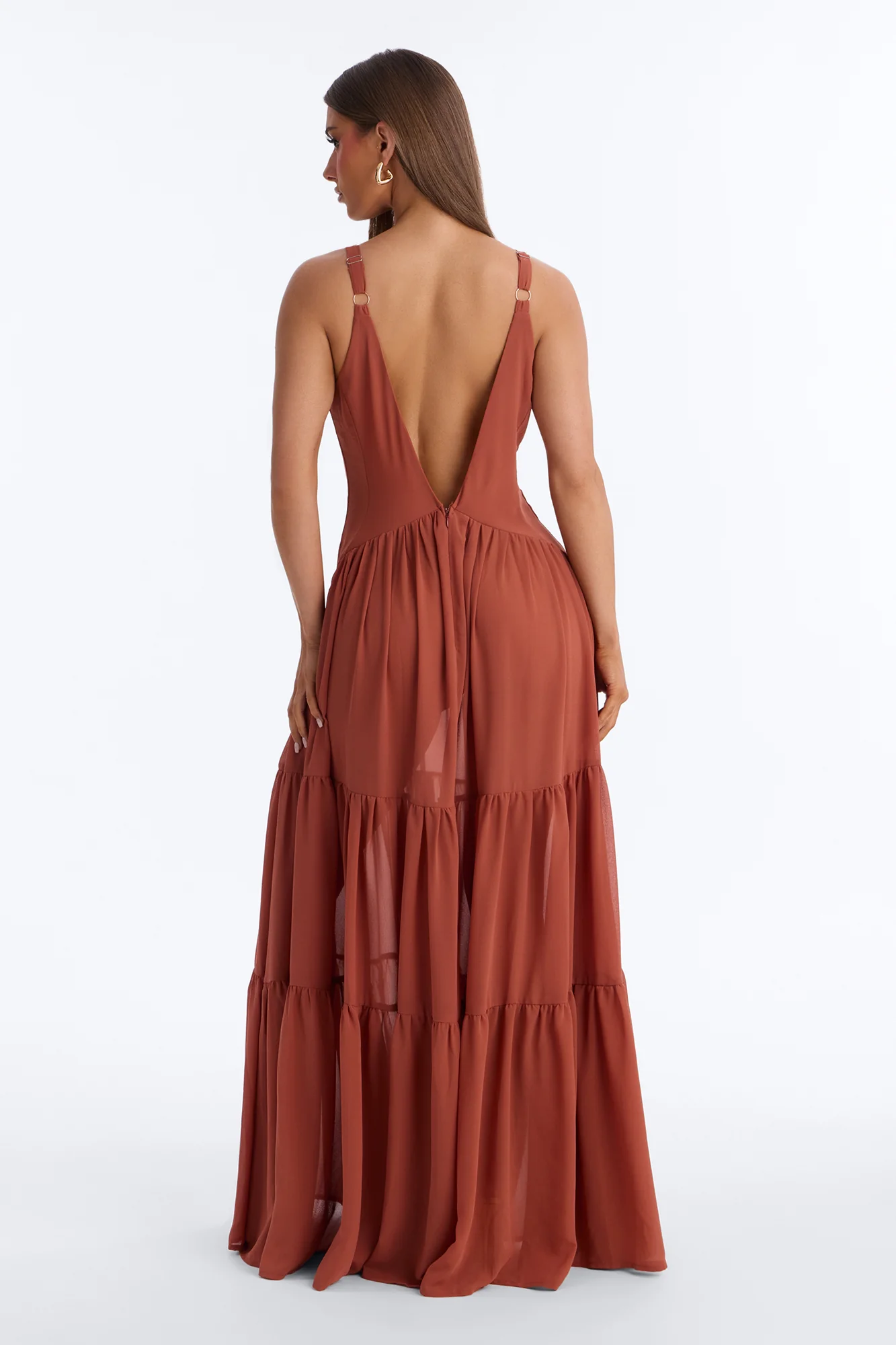 Zaria Chiffon Maxi Dress - Rust - Image 7