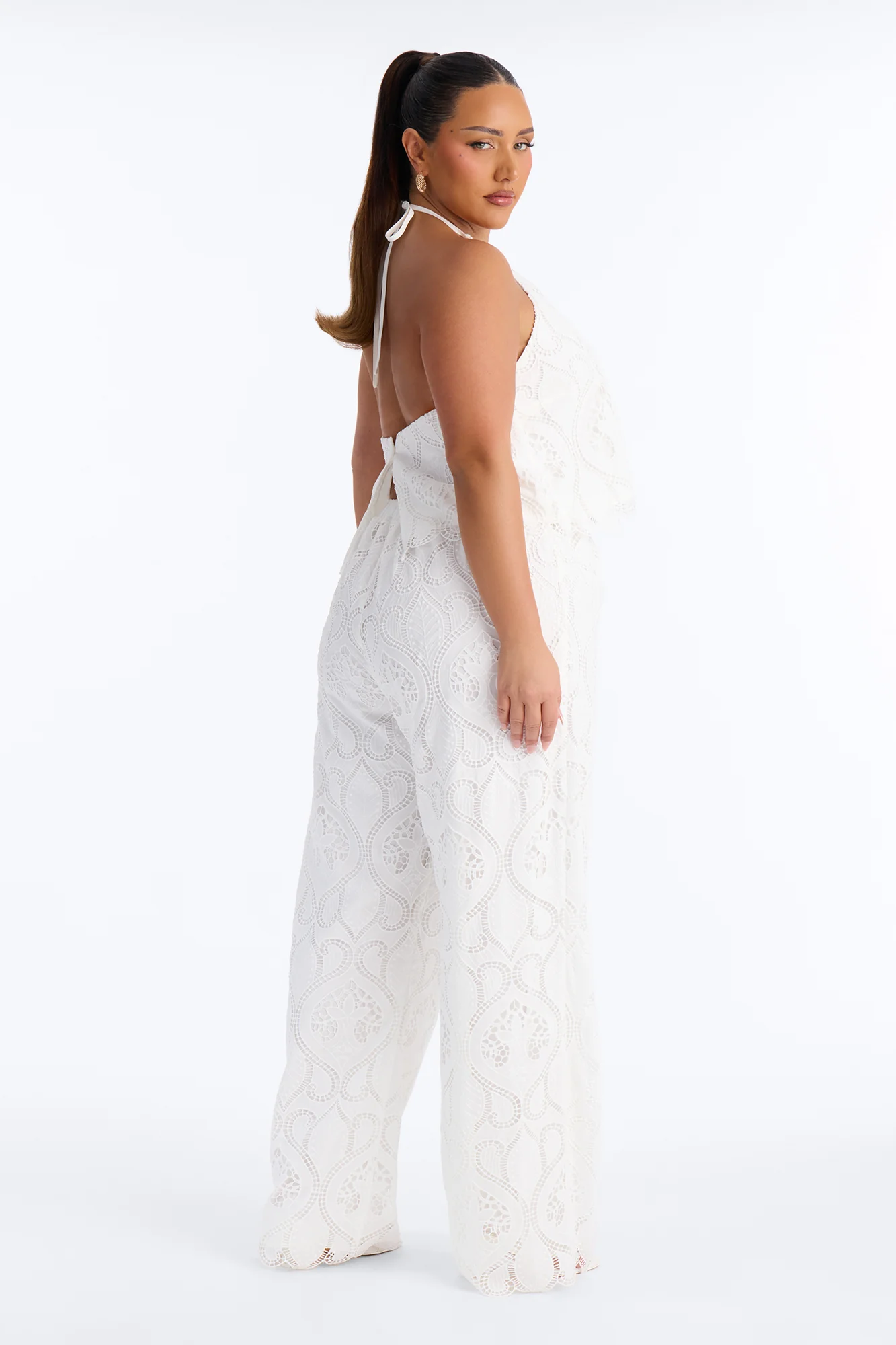 Zaria Eyelet Pant Set - White - Image 4