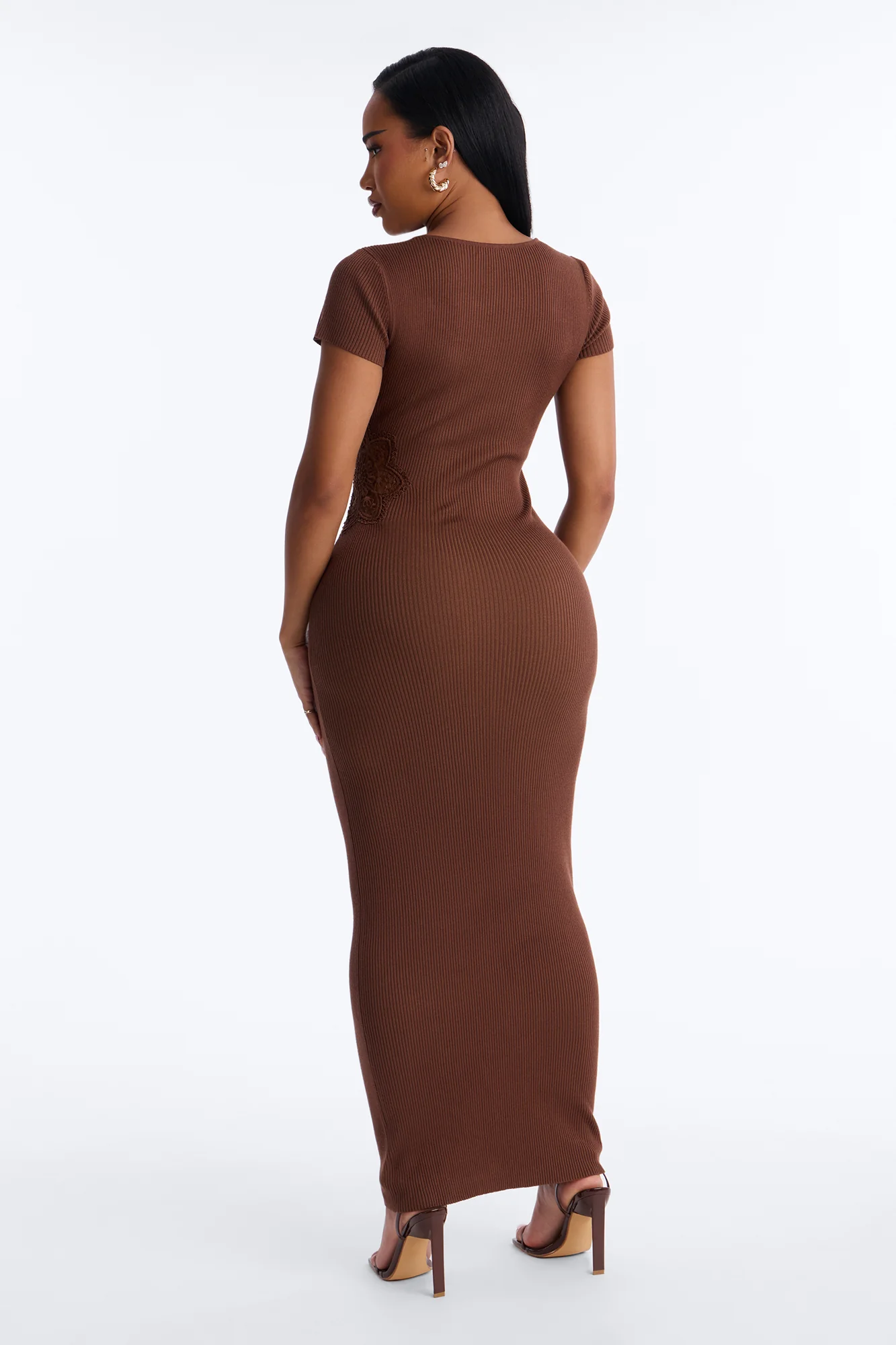 Zariah Ribbed Maxi Dress - Brown - Image 5