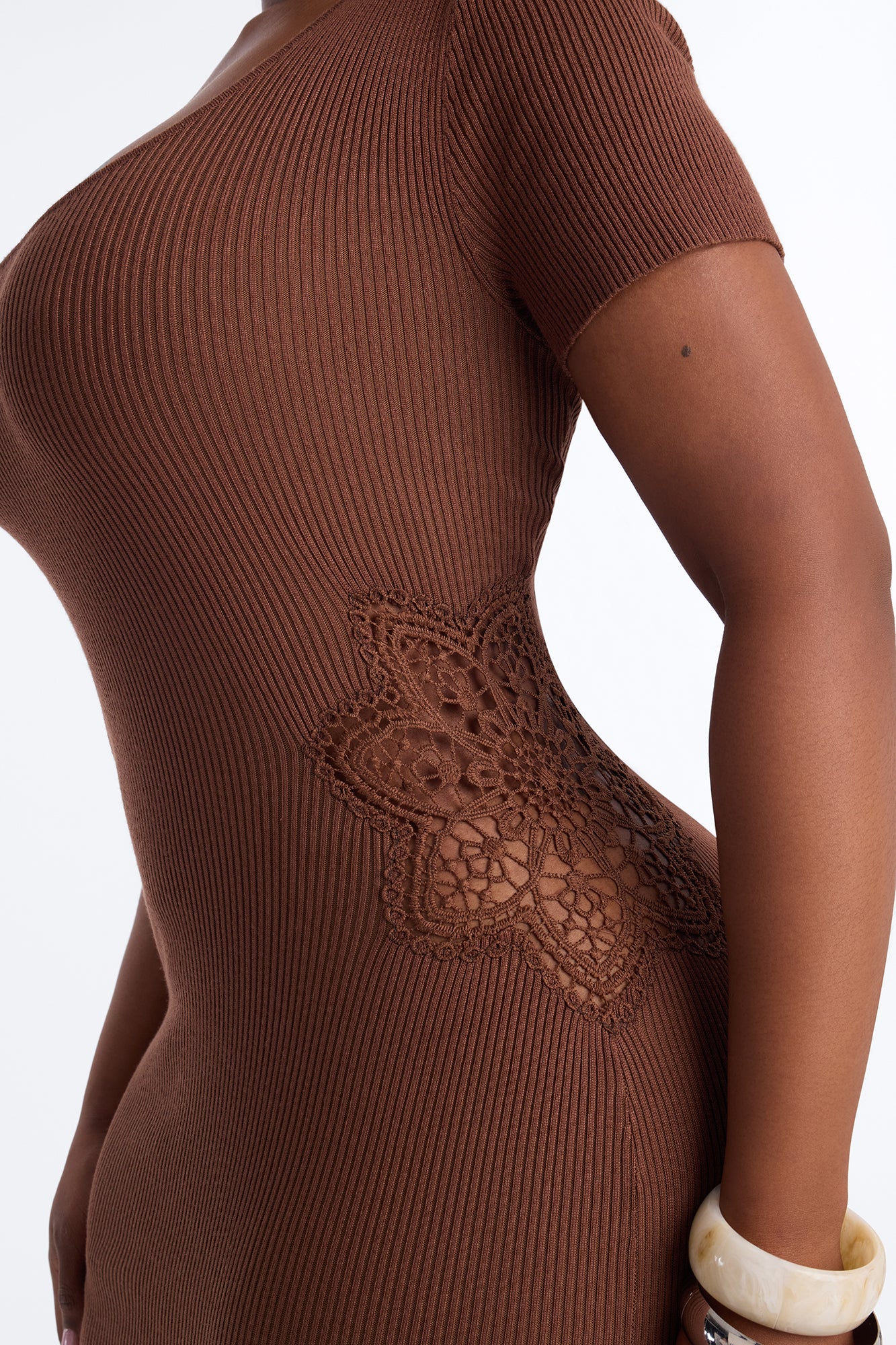 Zariah Ribbed Maxi Dress - Brown - Image 8