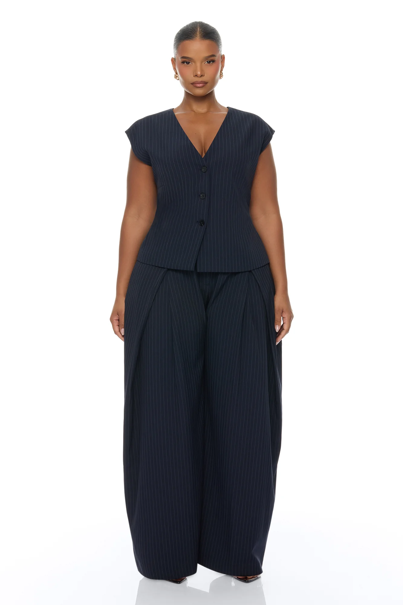 Zaya Wide Leg Pant Set - Navy/combo - Image 5