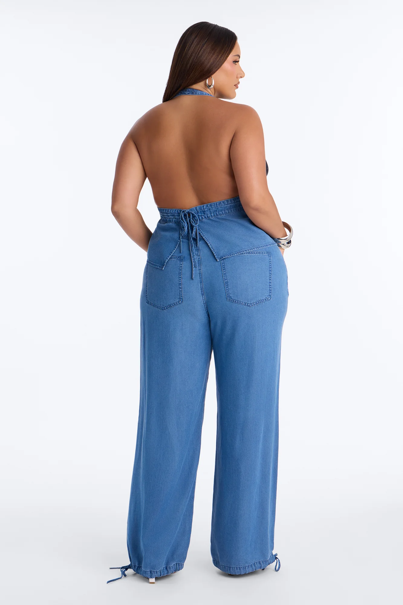 Zaydee Chambray Halter Pant Set - Blue - Image 7