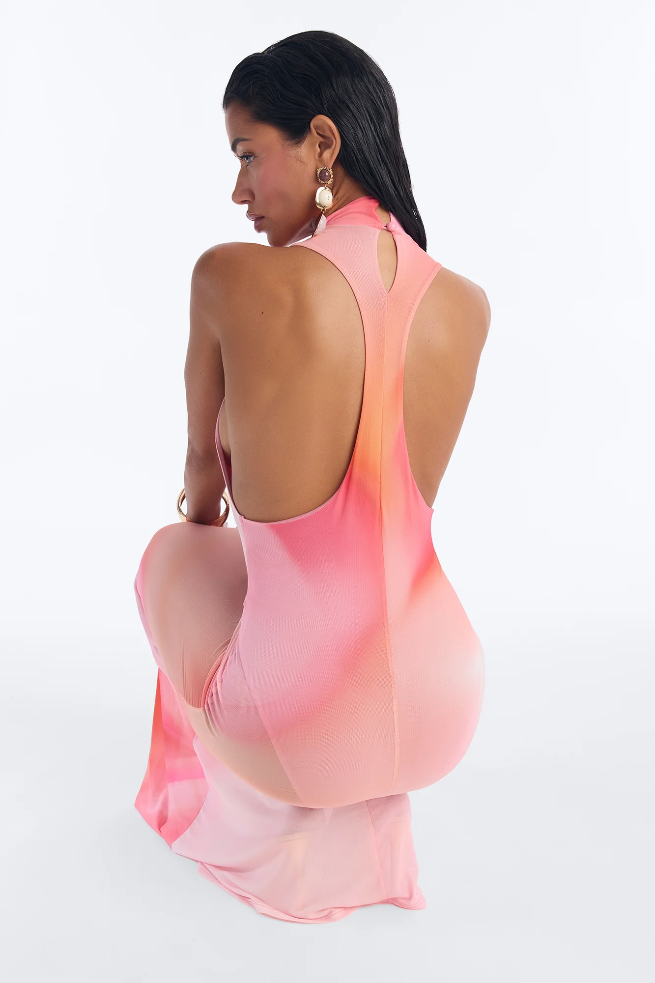Zenna Ombre Mesh Maxi Dress - Pink - Image 3