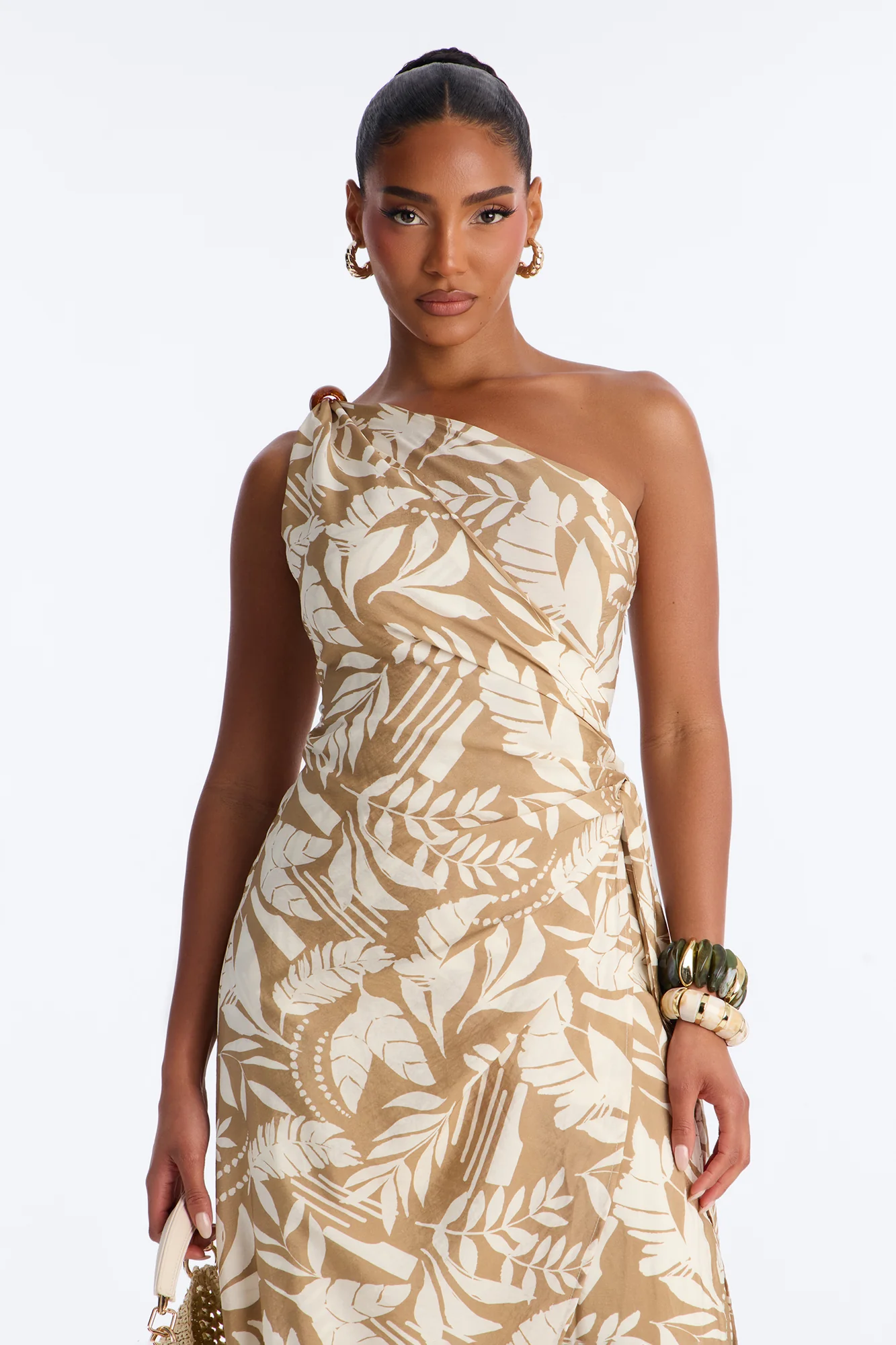 Ziana Beaded Draped Sleeveless Jumpsuit - Tan - Image 2