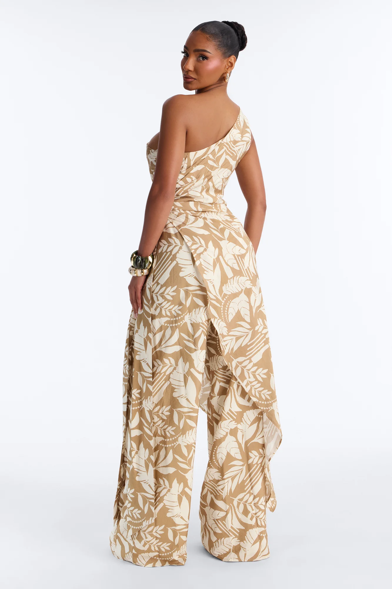 Ziana Beaded Draped Sleeveless Jumpsuit - Tan - Image 4