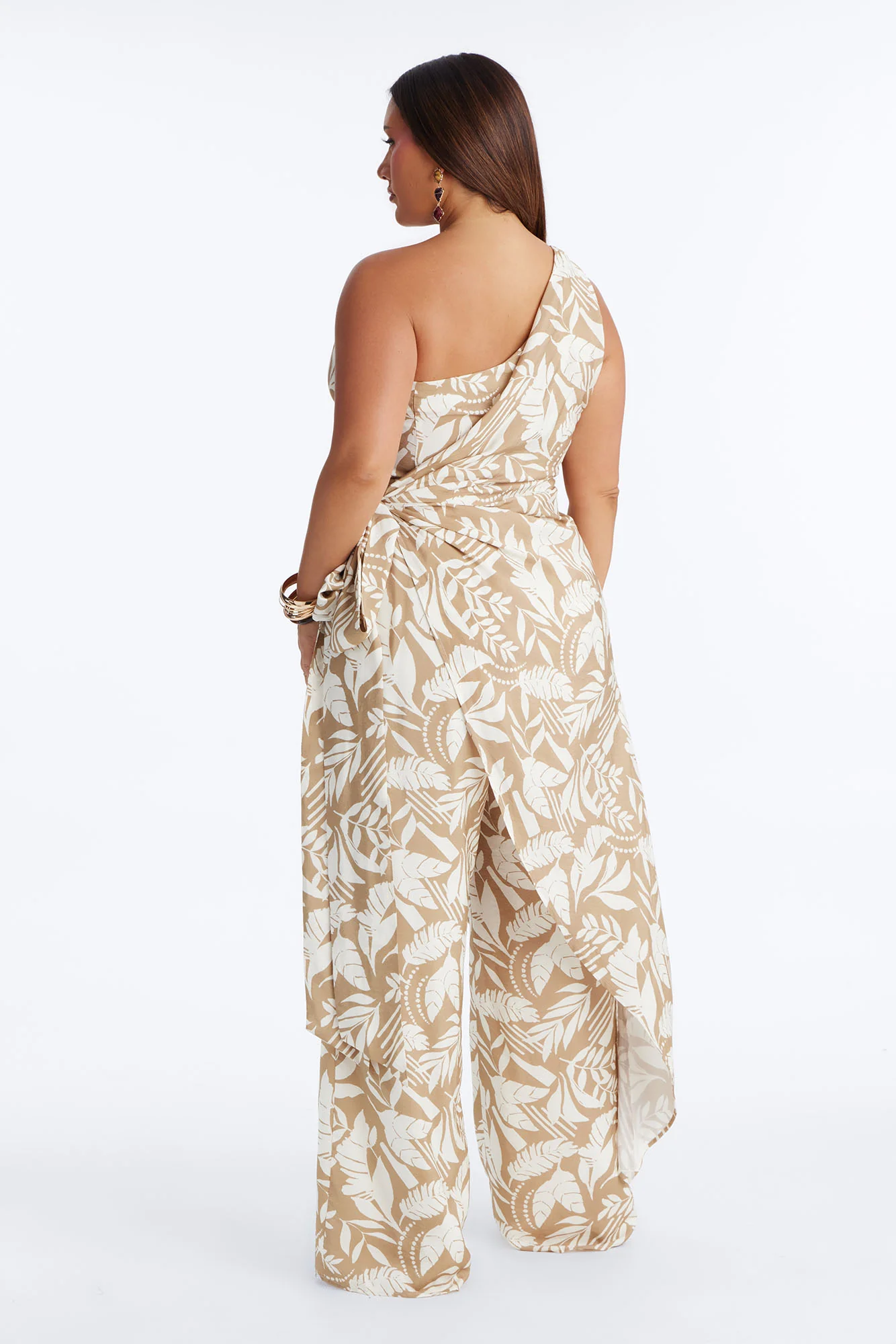 Ziana Beaded Draped Sleeveless Jumpsuit - Tan - Image 7