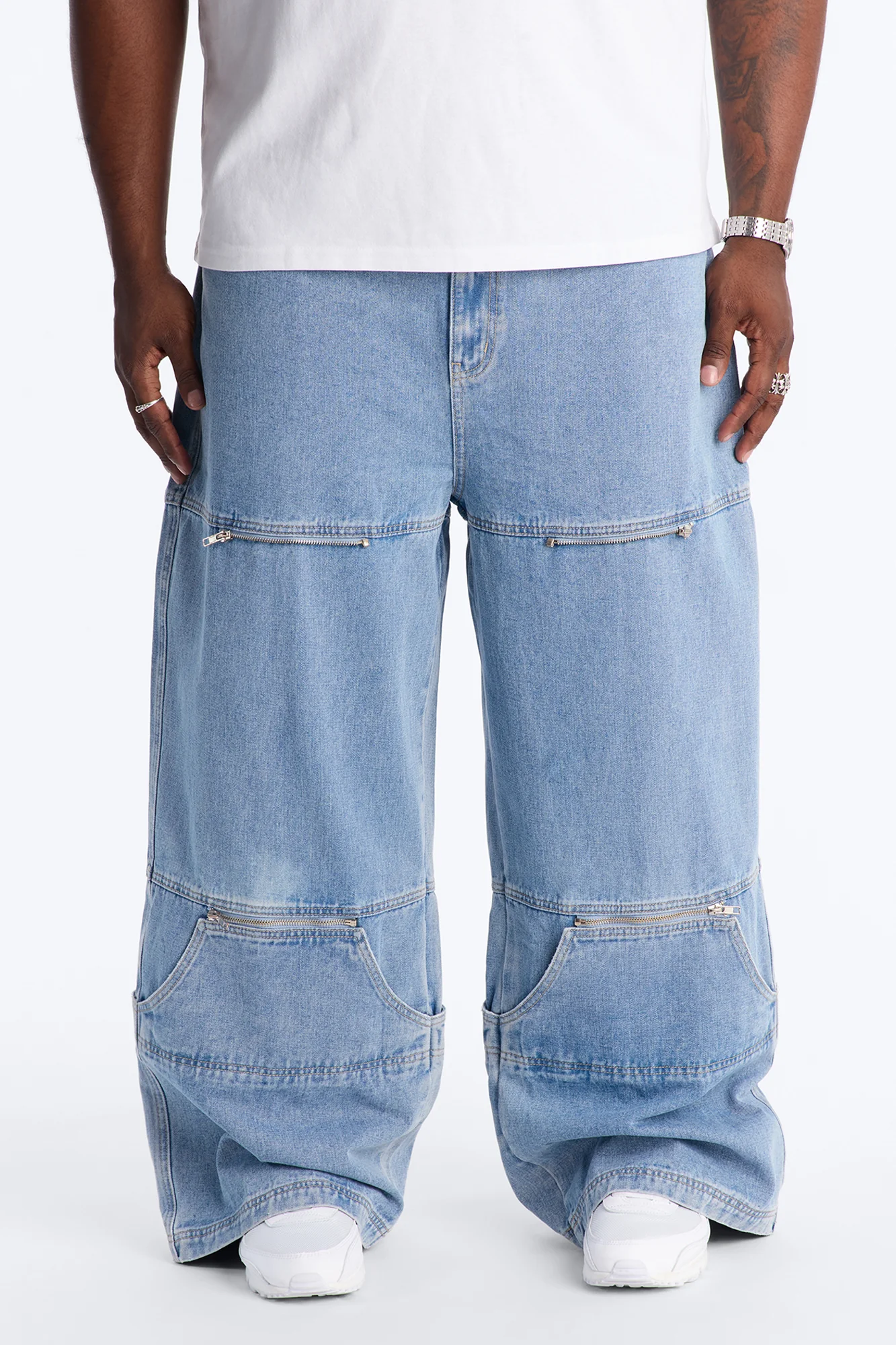 Zip-Off 2 Way Baggy Jean - Light Blue Wash - Image 5